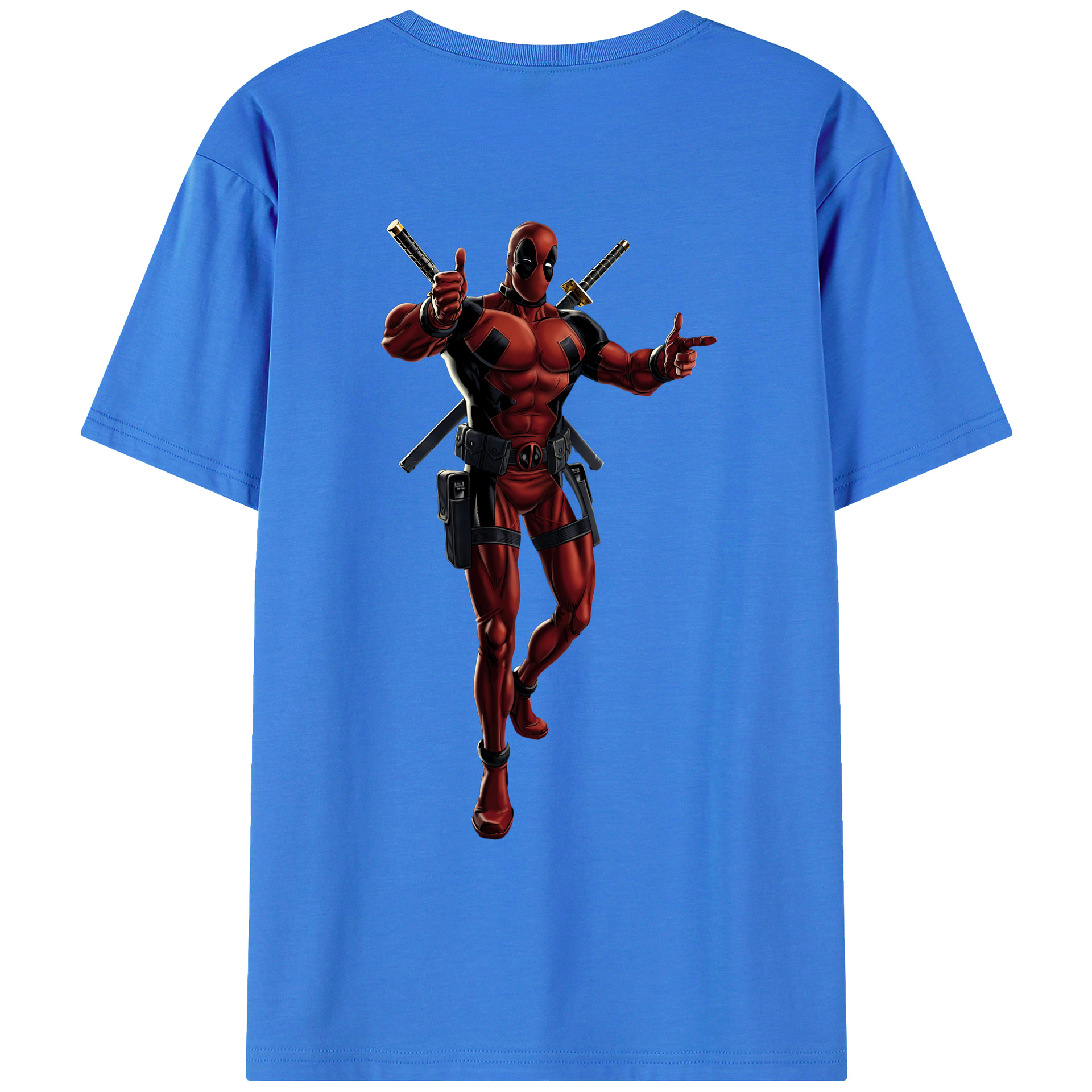 （画像用） Deadpool デッドプール 綿100％ メンズ半袖Tシャツ（バックプリント） 通気性