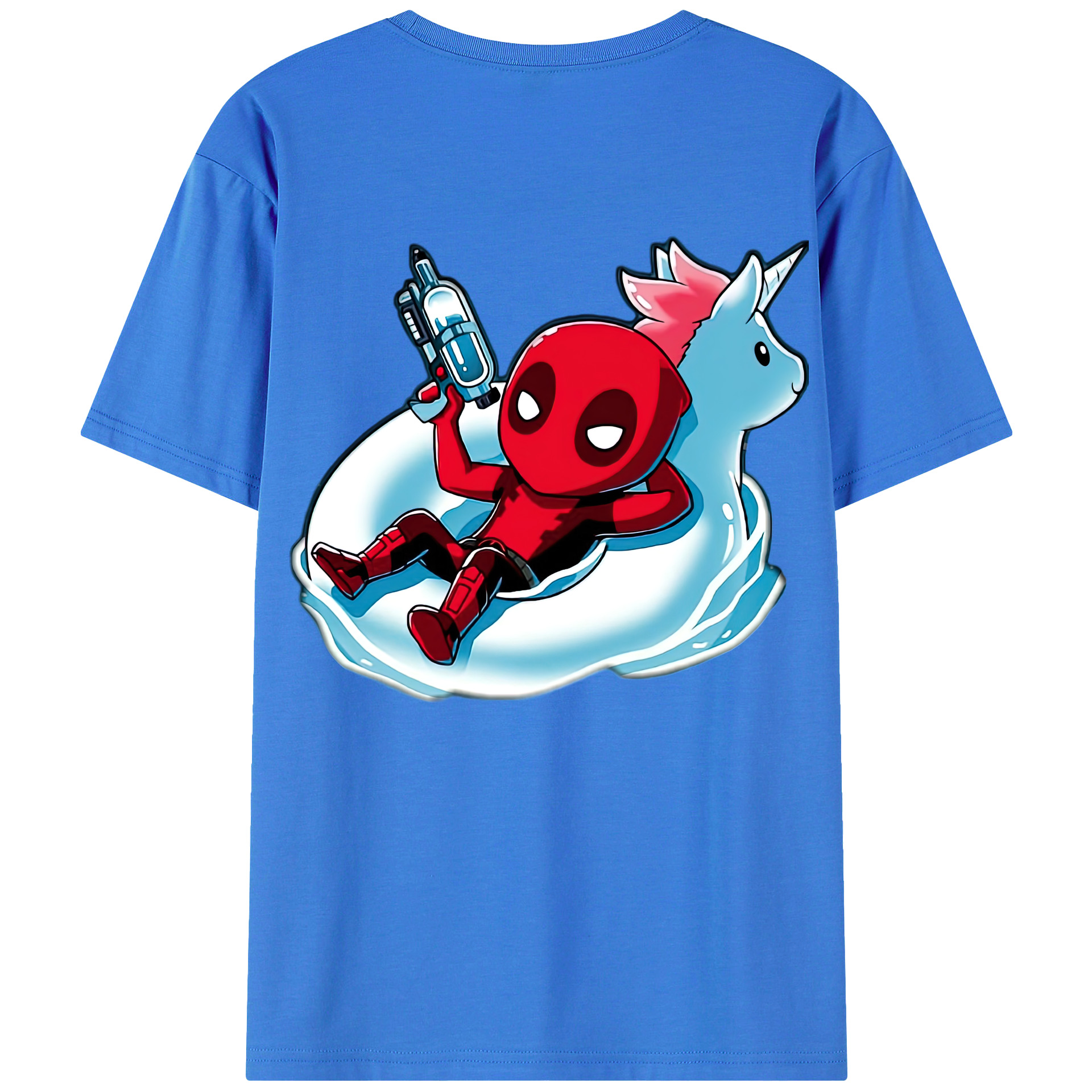 （画像用） Deadpool デッドプール 綿100％ メンズ半袖Tシャツ（バックプリント） 通気性