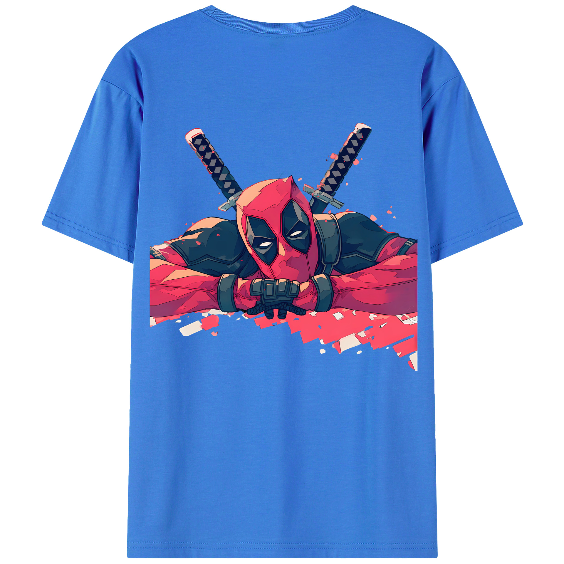 （画像用） Deadpool デッドプール 綿100％ メンズ半袖Tシャツ（バックプリント） 通気性