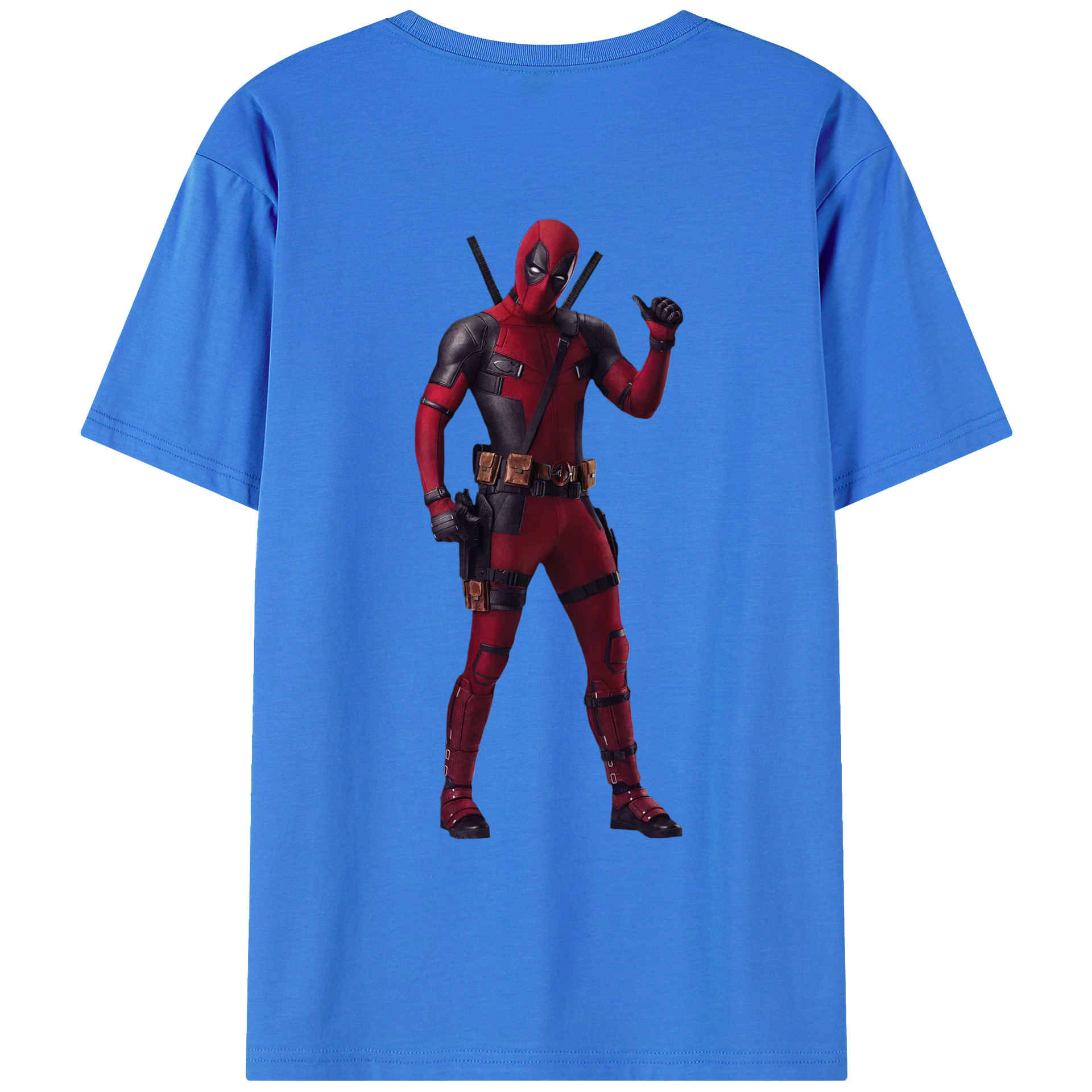（画像用） Deadpool デッドプール 綿100％ メンズ半袖Tシャツ（バックプリント） 通気性