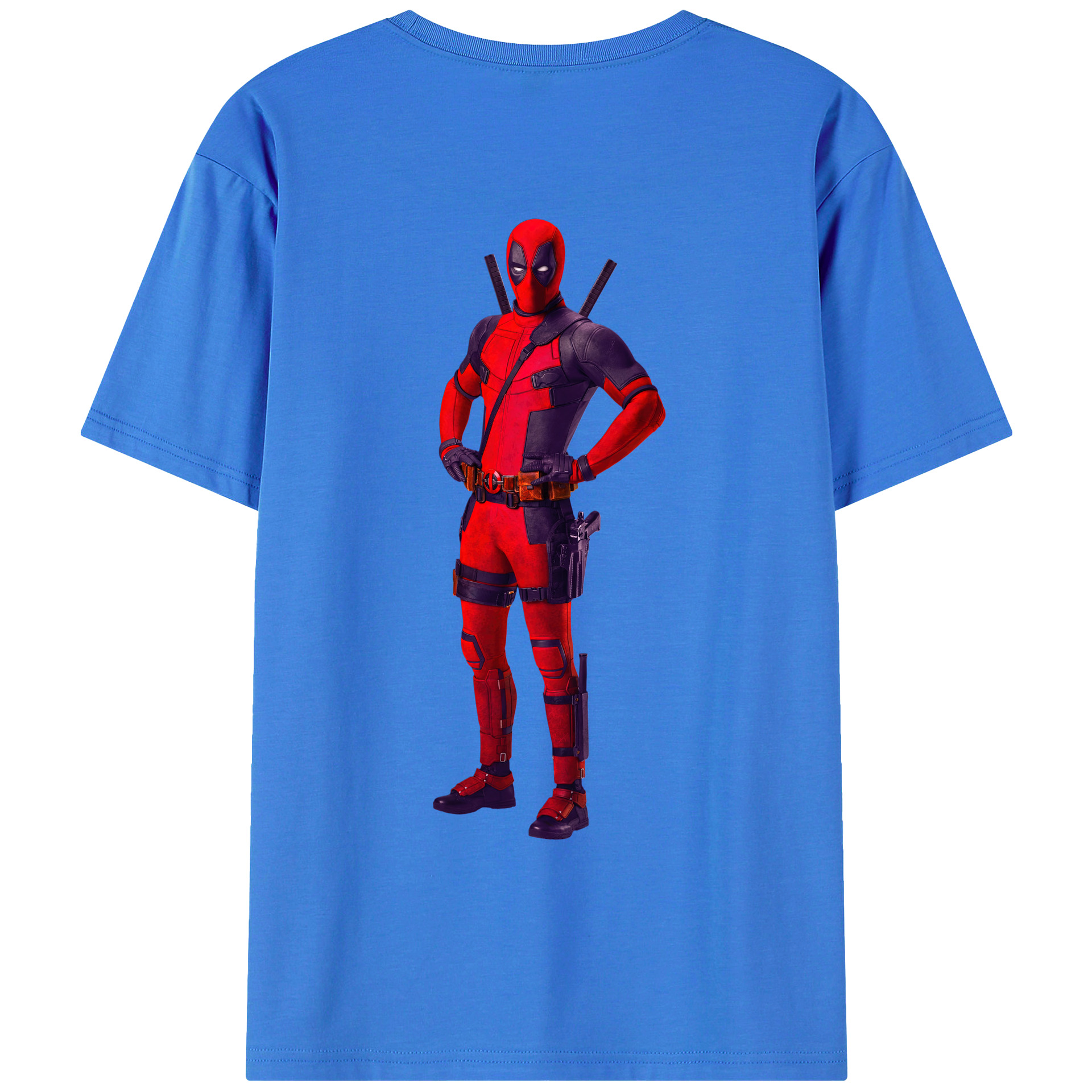 （画像用） Deadpool デッドプール 綿100％ メンズ半袖Tシャツ（バックプリント） 通気性