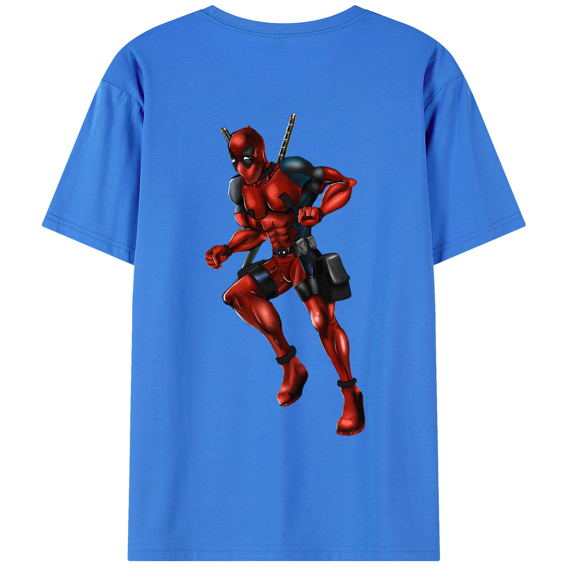 （画像用） Deadpool デッドプール 綿100％ メンズ半袖Tシャツ（バックプリント） 通気性