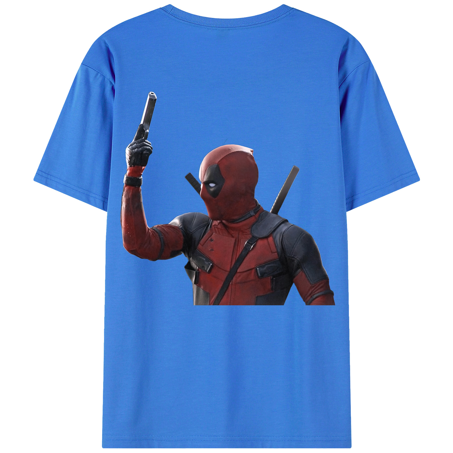 （画像用） Deadpool デッドプール 綿100％ メンズ半袖Tシャツ（バックプリント） 通気性