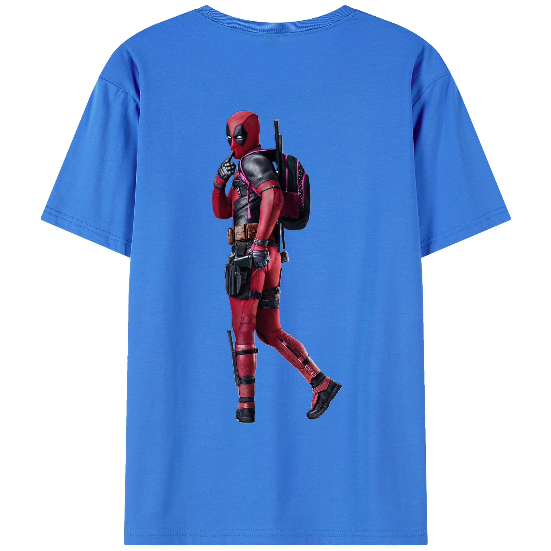 （画像用） Deadpool デッドプール 綿100％ メンズ半袖Tシャツ（バックプリント） 通気性