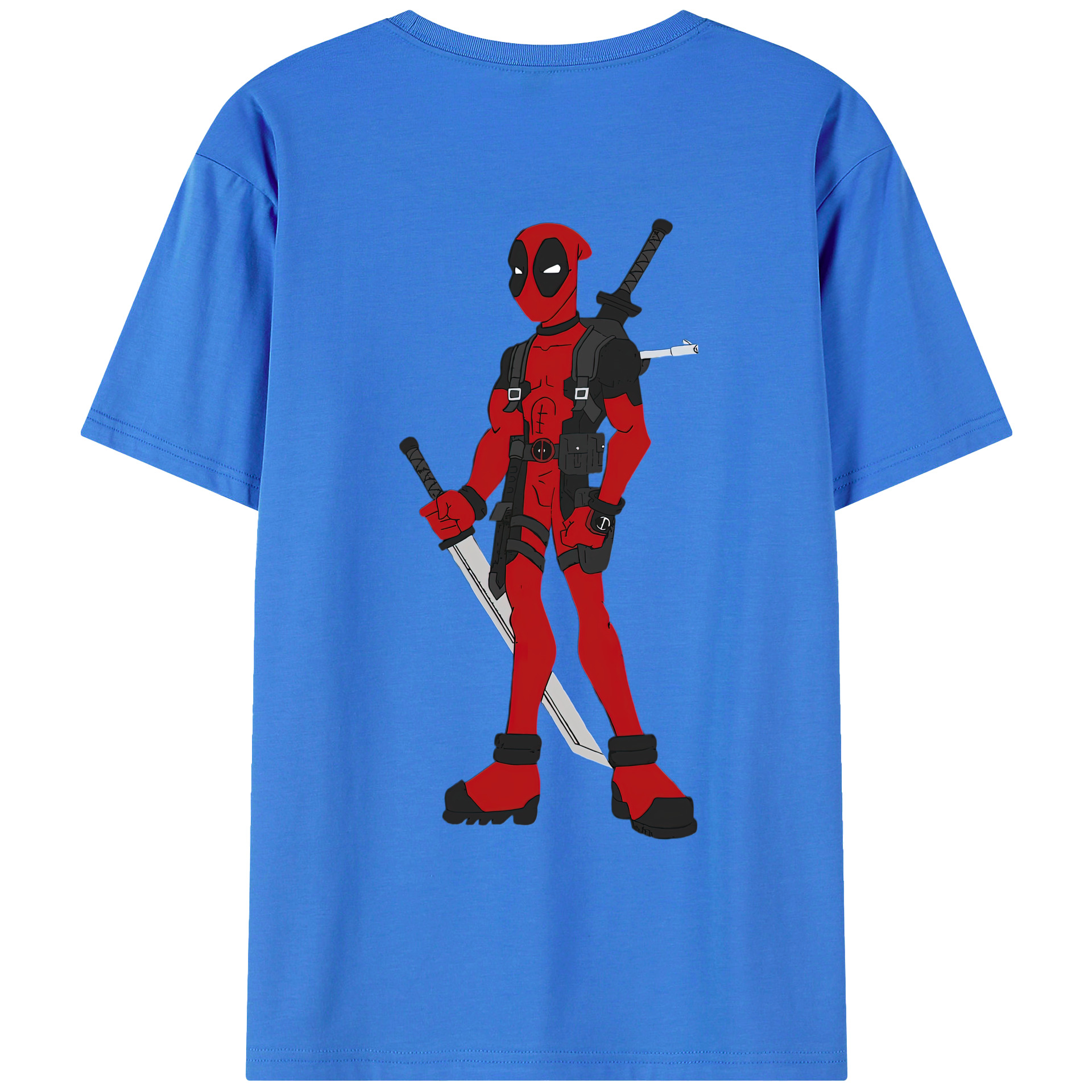 （画像用） Deadpool デッドプール 綿100％ メンズ半袖Tシャツ（バックプリント） 通気性