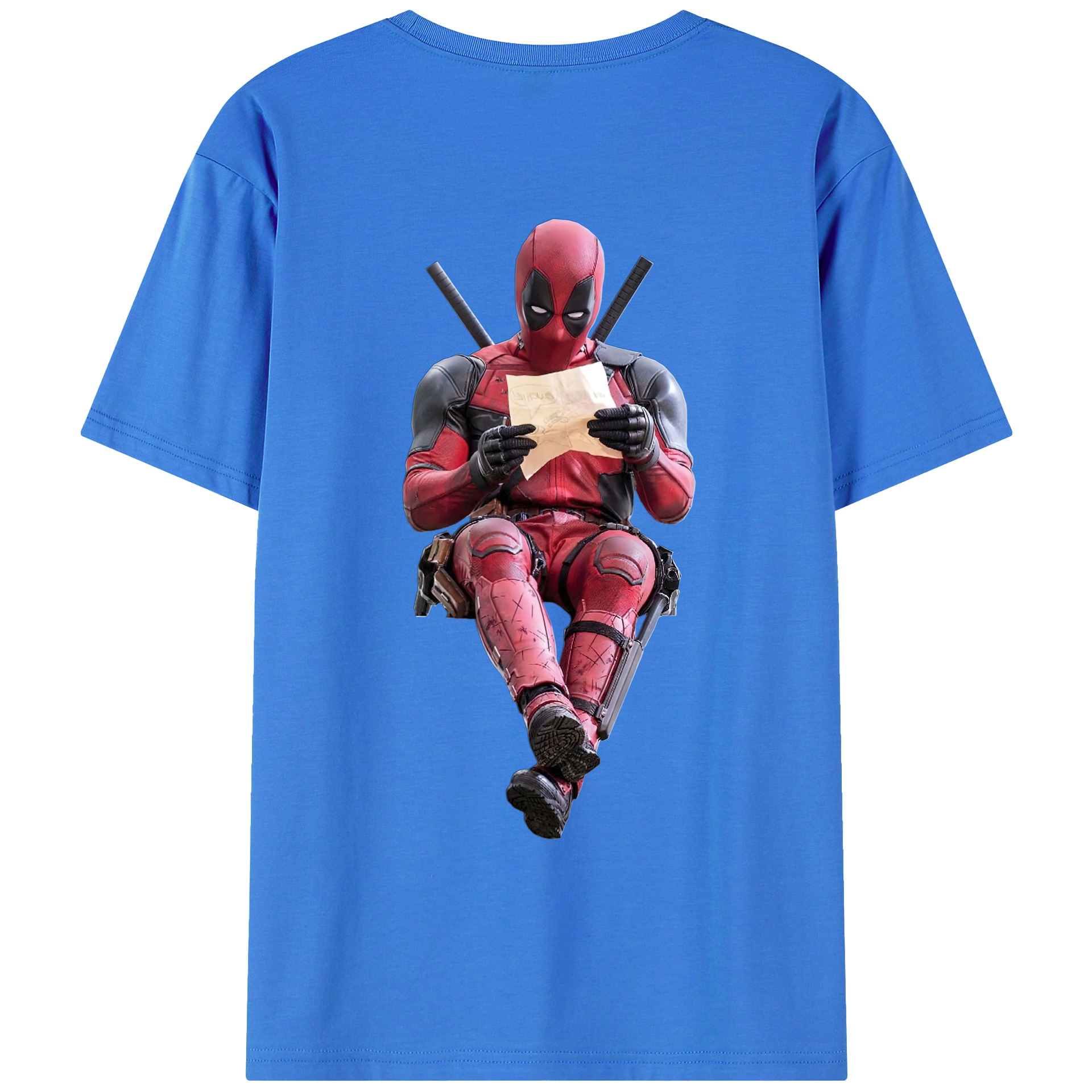 （画像用） Deadpool デッドプール 綿100％ メンズ半袖Tシャツ（バックプリント） 通気性