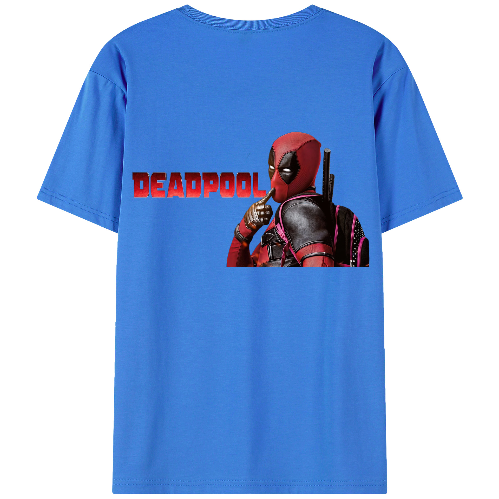 （画像用） Deadpool デッドプール 綿100％ メンズ半袖Tシャツ（バックプリント） 通気性