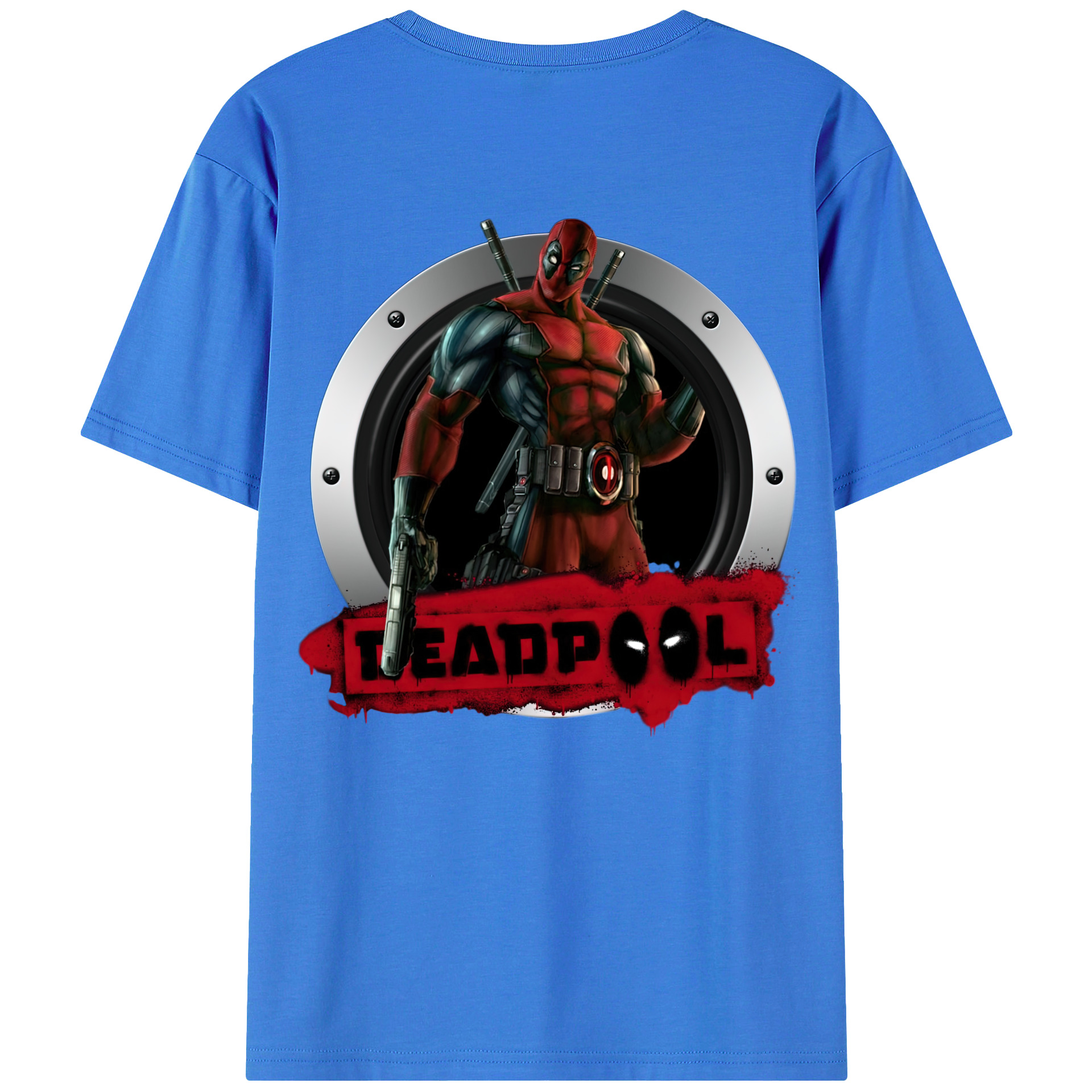 （画像用） Deadpool デッドプール 綿100％ メンズ半袖Tシャツ（バックプリント） 通気性