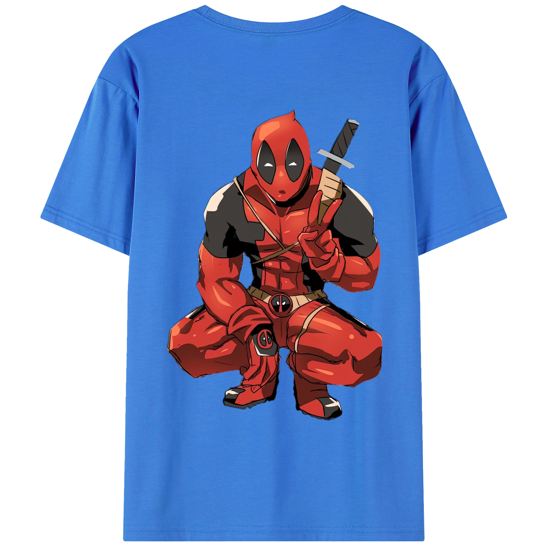 （画像用） Deadpool デッドプール 綿100％ メンズ半袖Tシャツ（バックプリント） 通気性