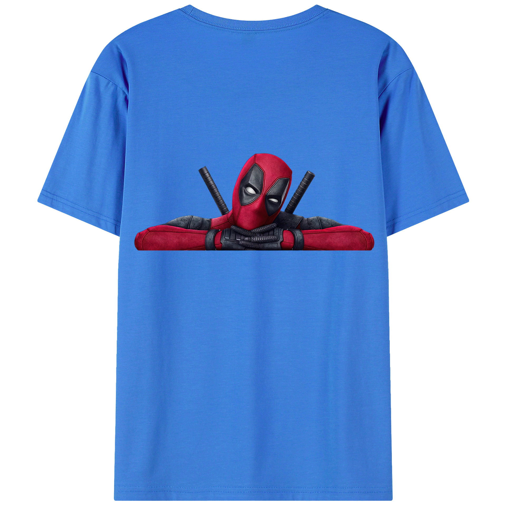 （画像用） Deadpool デッドプール 綿100％ メンズ半袖Tシャツ（バックプリント） 通気性