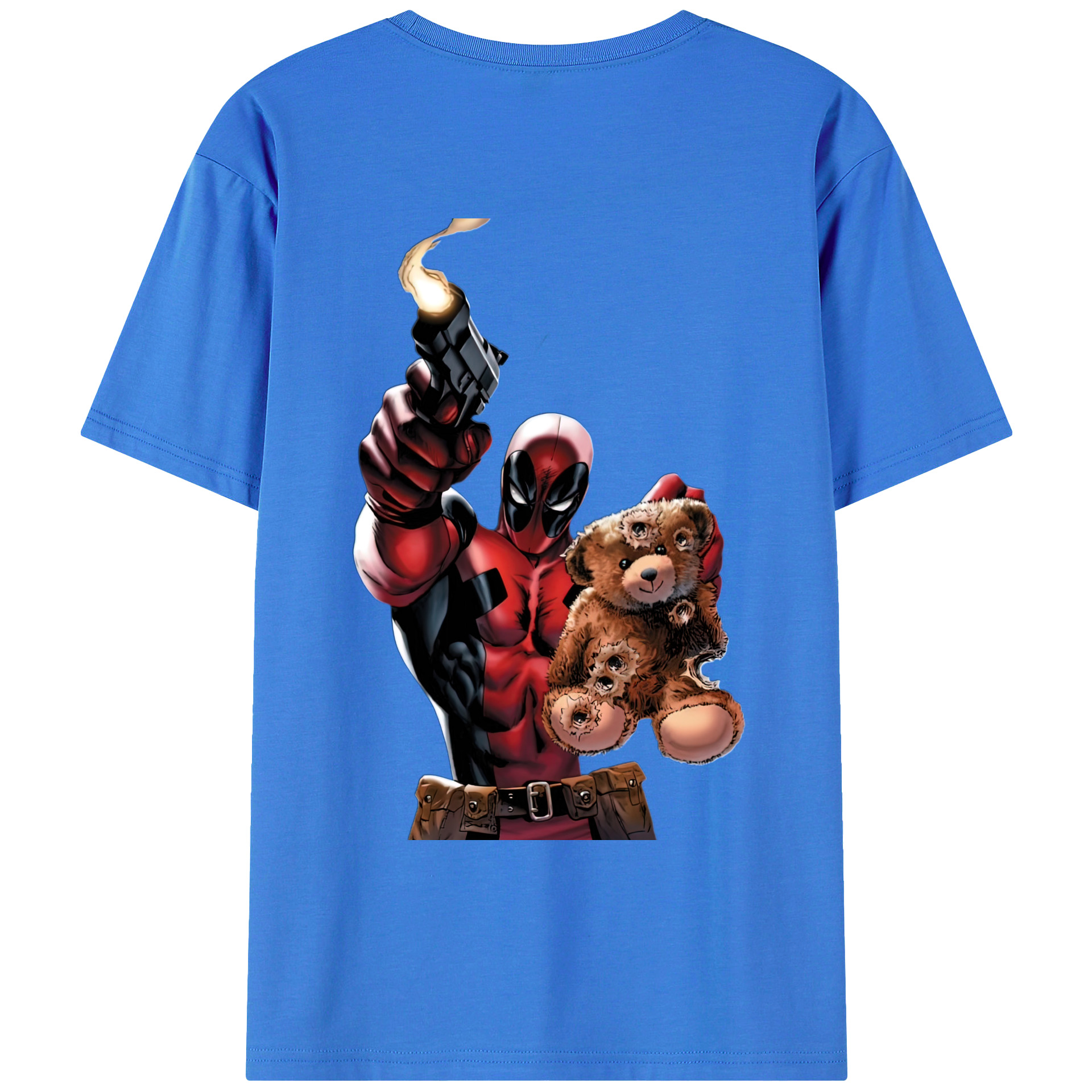 （画像用） Deadpool デッドプール 綿100％ メンズ半袖Tシャツ（バックプリント） 通気性