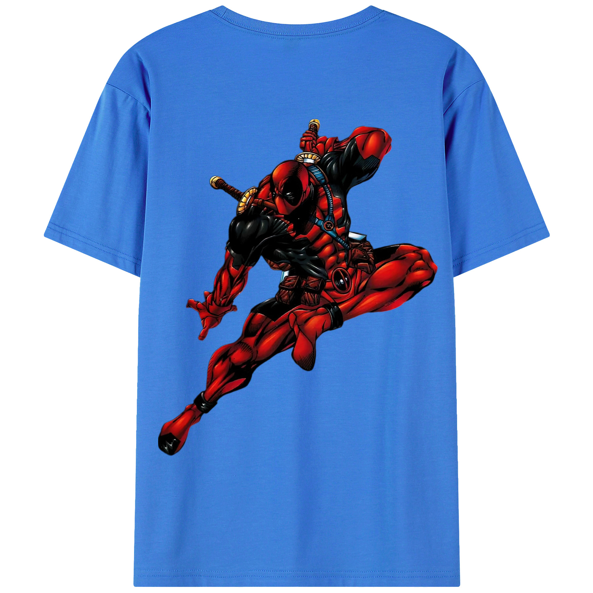 （画像用） Deadpool デッドプール 綿100％ メンズ半袖Tシャツ（バックプリント） 通気性