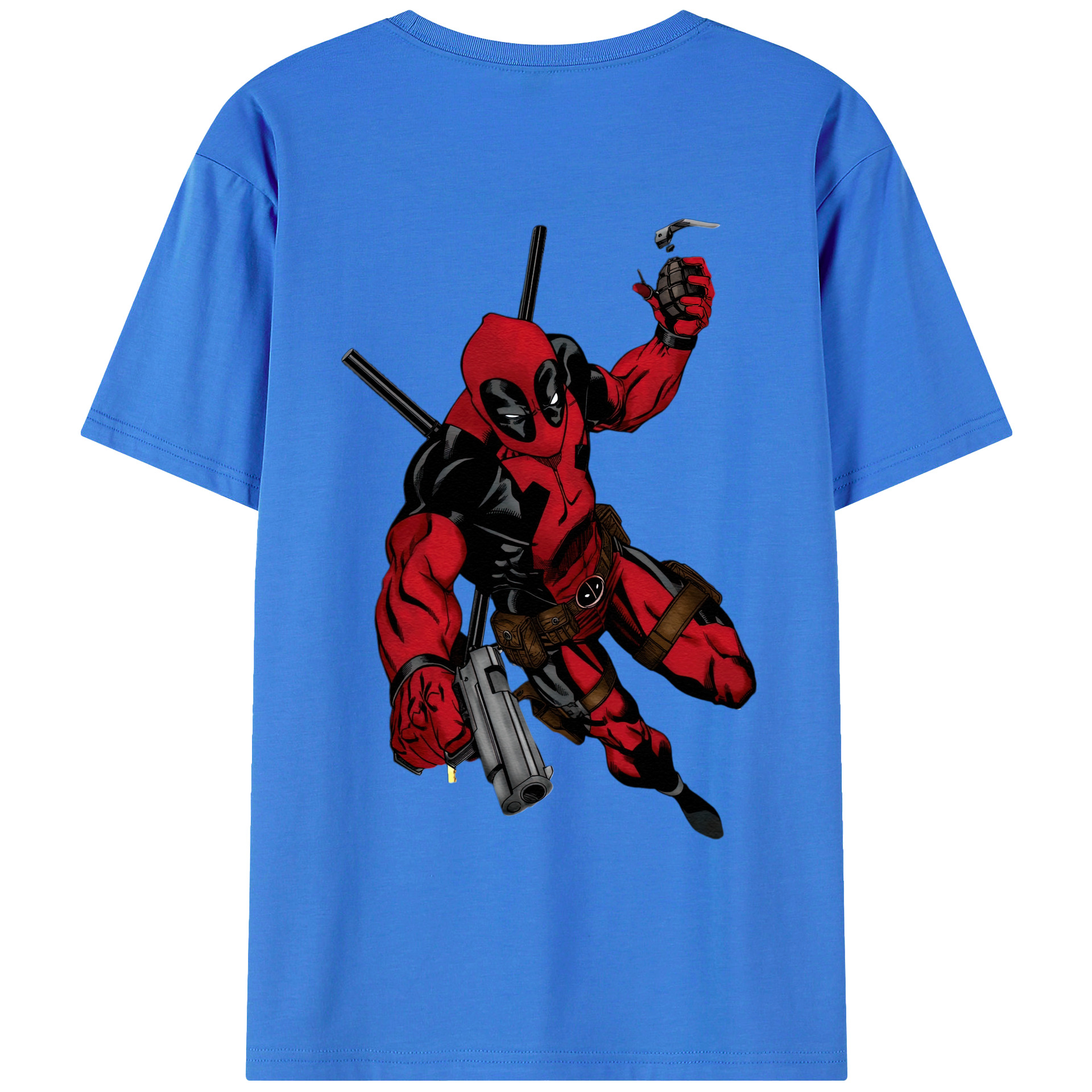 （画像用） Deadpool デッドプール 綿100％ メンズ半袖Tシャツ（バックプリント） 通気性