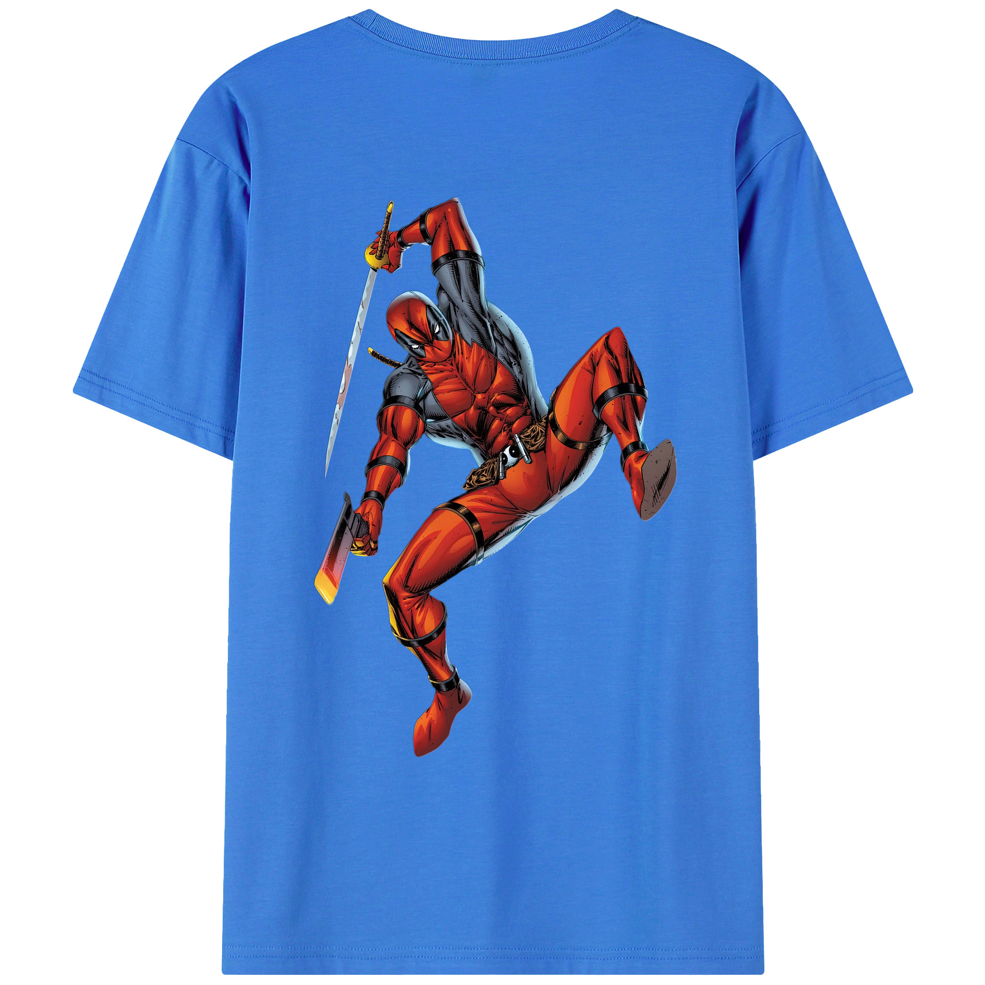 （画像用） Deadpool デッドプール 綿100％ メンズ半袖Tシャツ（バックプリント） 通気性