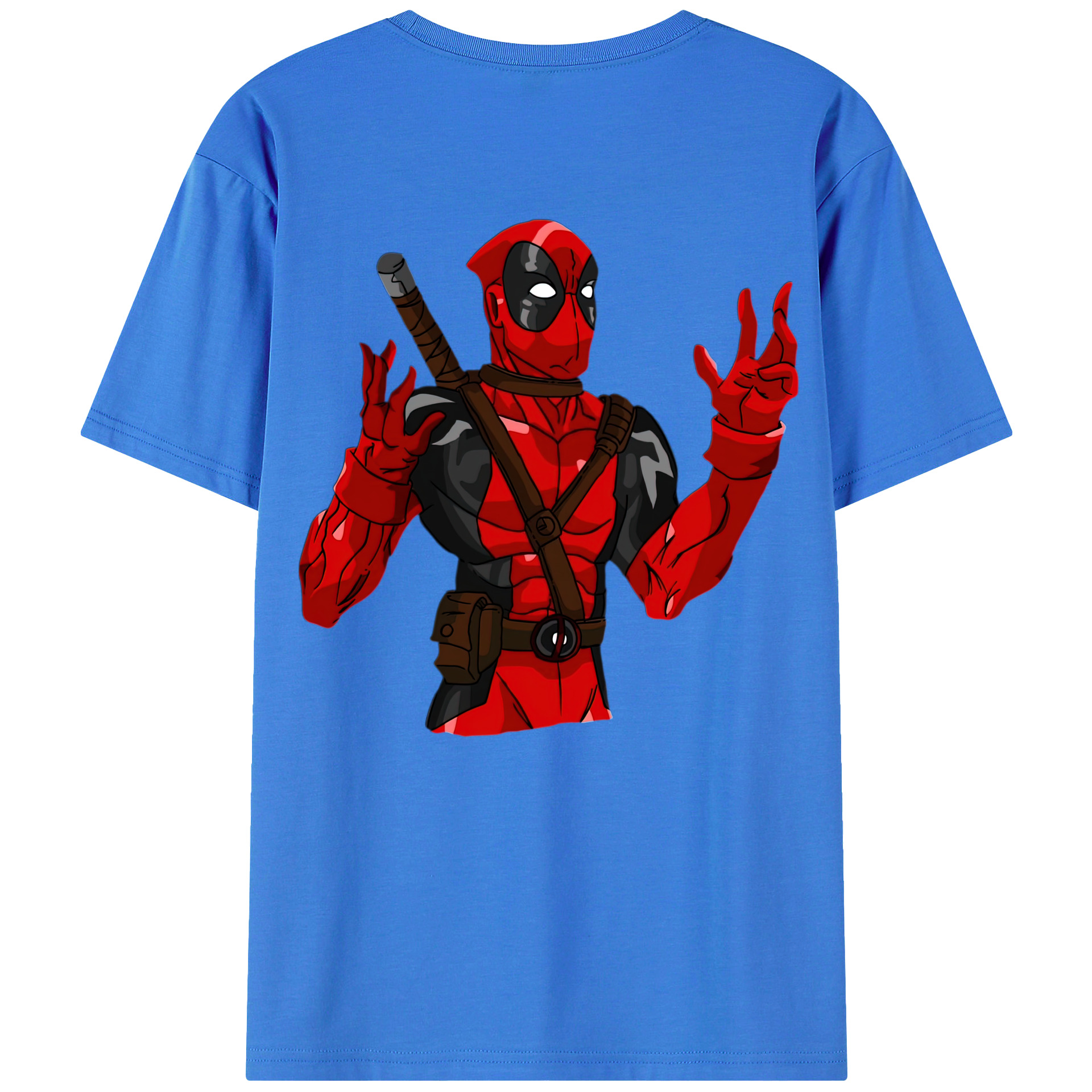 （画像用） Deadpool デッドプール 綿100％ メンズ半袖Tシャツ（バックプリント） 通気性