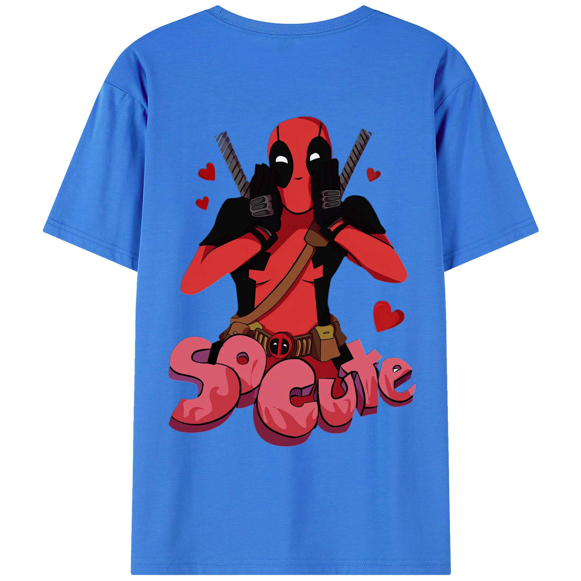 （画像用） Deadpool デッドプール 綿100％ メンズ半袖Tシャツ（バックプリント） 通気性