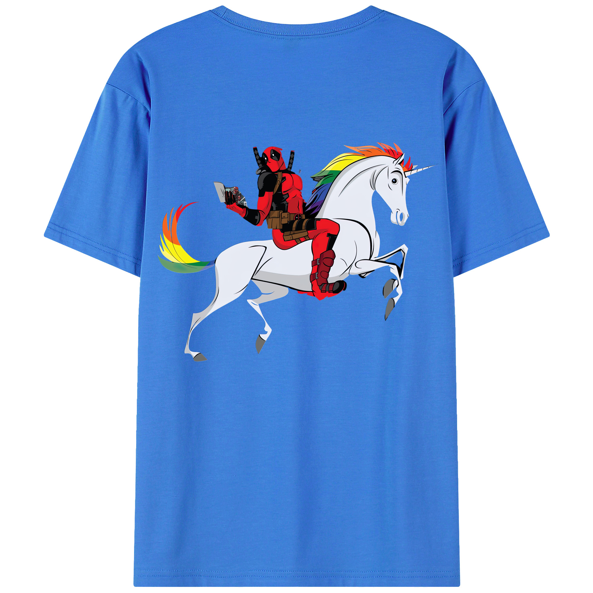 （画像用） Deadpool デッドプール 綿100％ メンズ半袖Tシャツ（バックプリント） 通気性
