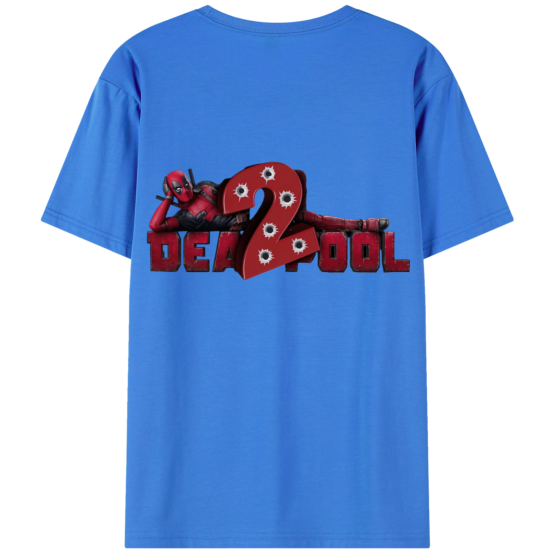（画像用） Deadpool デッドプール 綿100％ メンズ半袖Tシャツ（バックプリント） 通気性