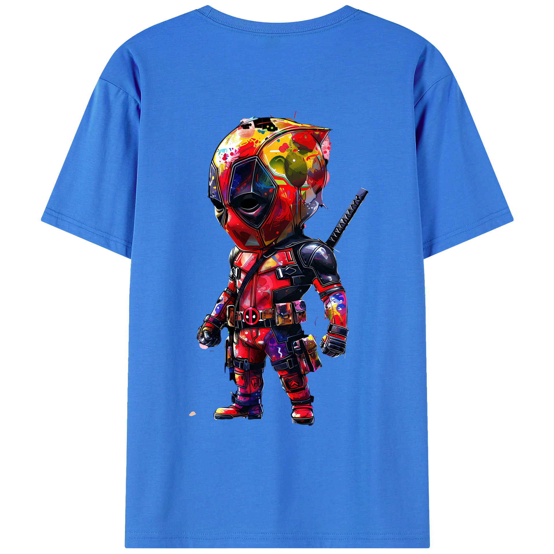 （画像用） Deadpool デッドプール 綿100％ メンズ半袖Tシャツ（バックプリント） 通気性