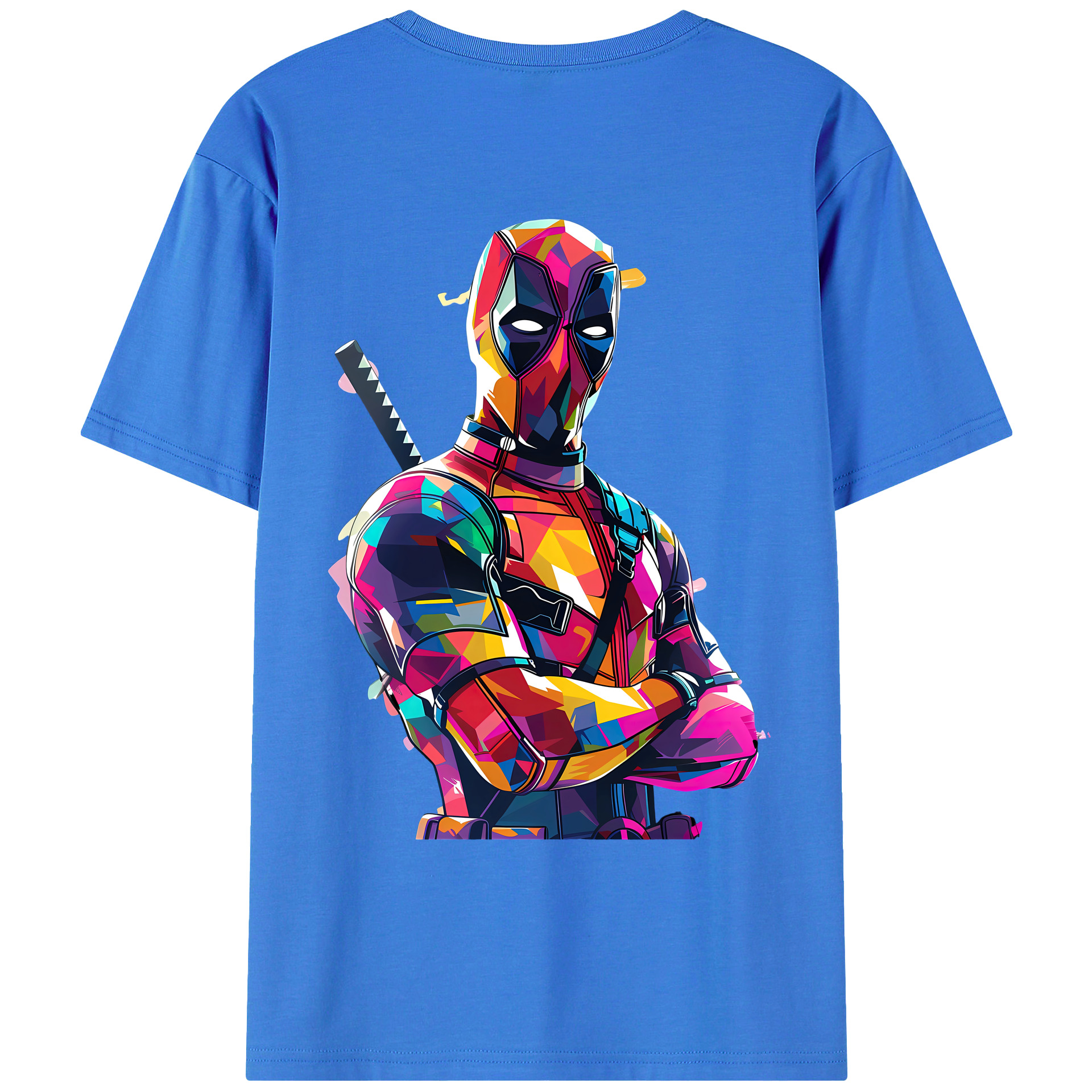 （画像用） Deadpool デッドプール 綿100％ メンズ半袖Tシャツ（バックプリント） 通気性