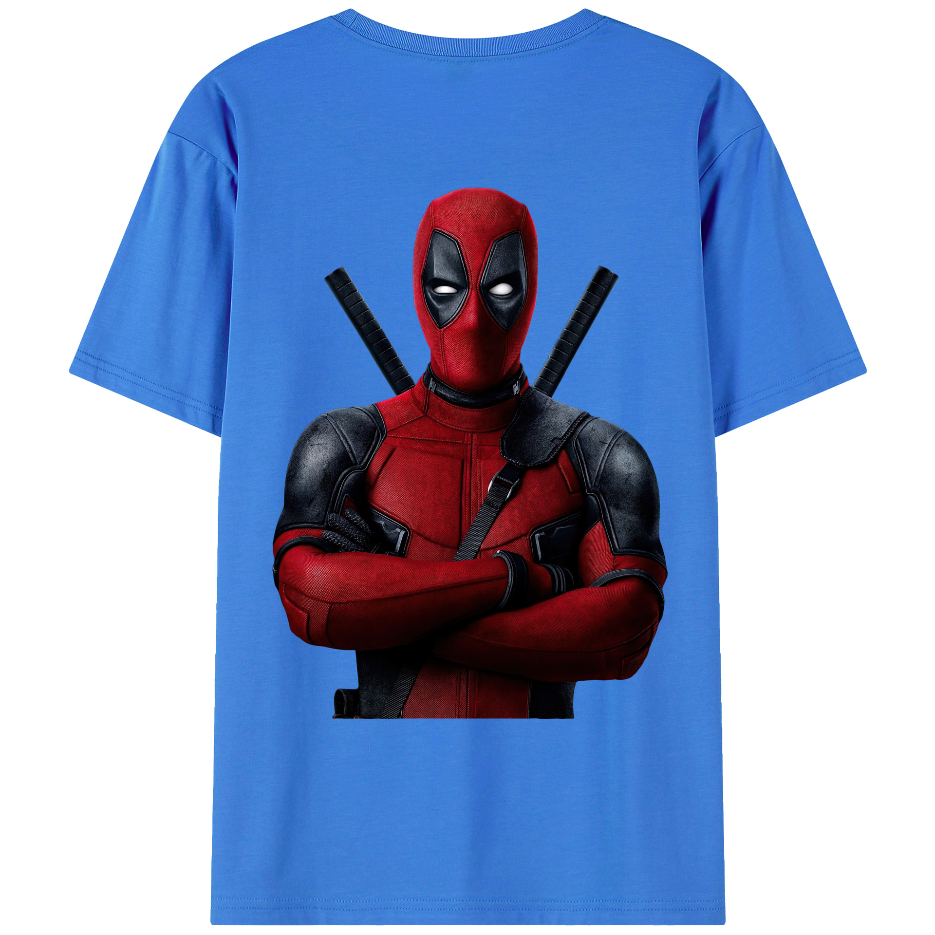 （画像用） Deadpool デッドプール 綿100％ メンズ半袖Tシャツ（バックプリント） 通気性