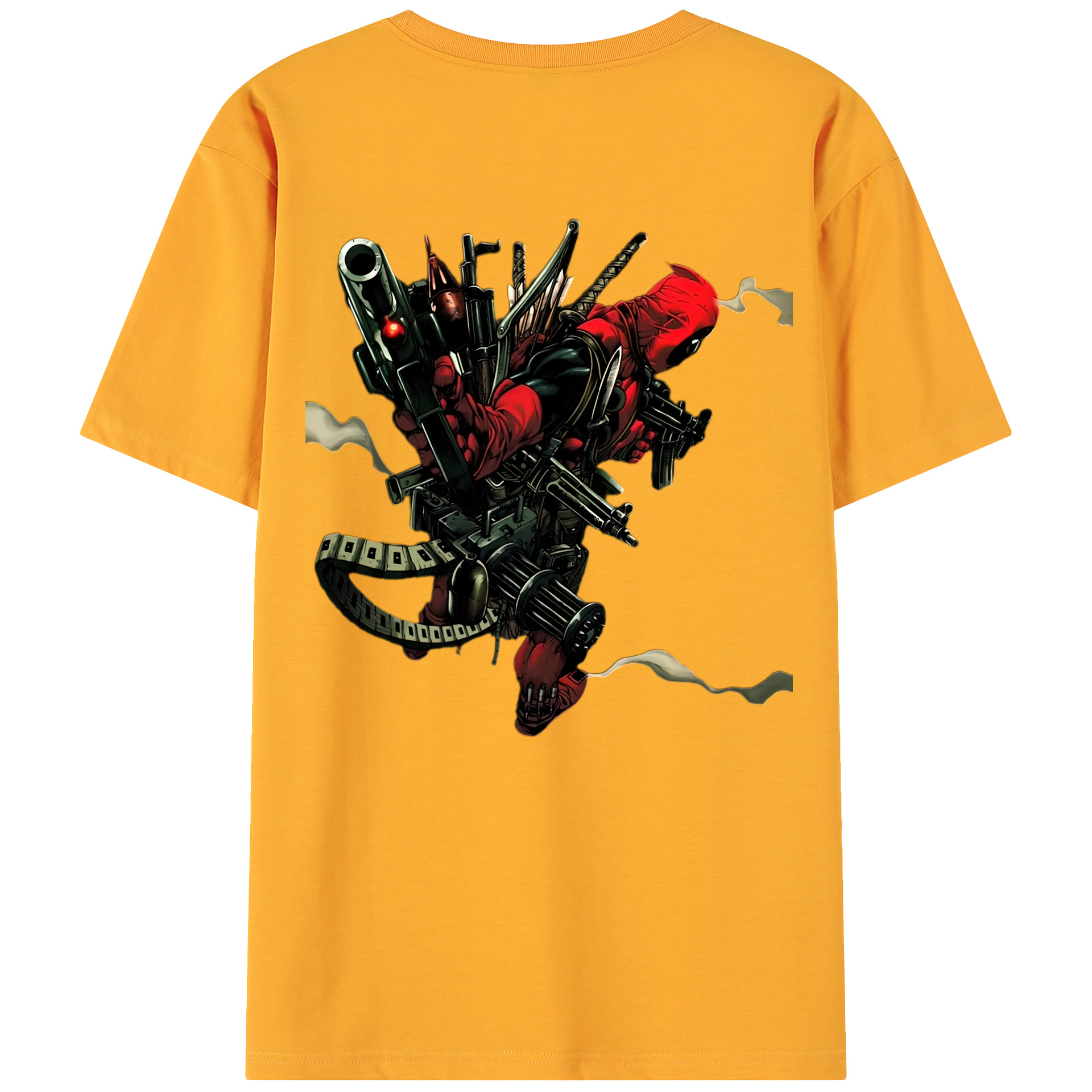 （画像用） Deadpool デッドプール 綿100％ メンズ半袖Tシャツ（バックプリント） 通気性