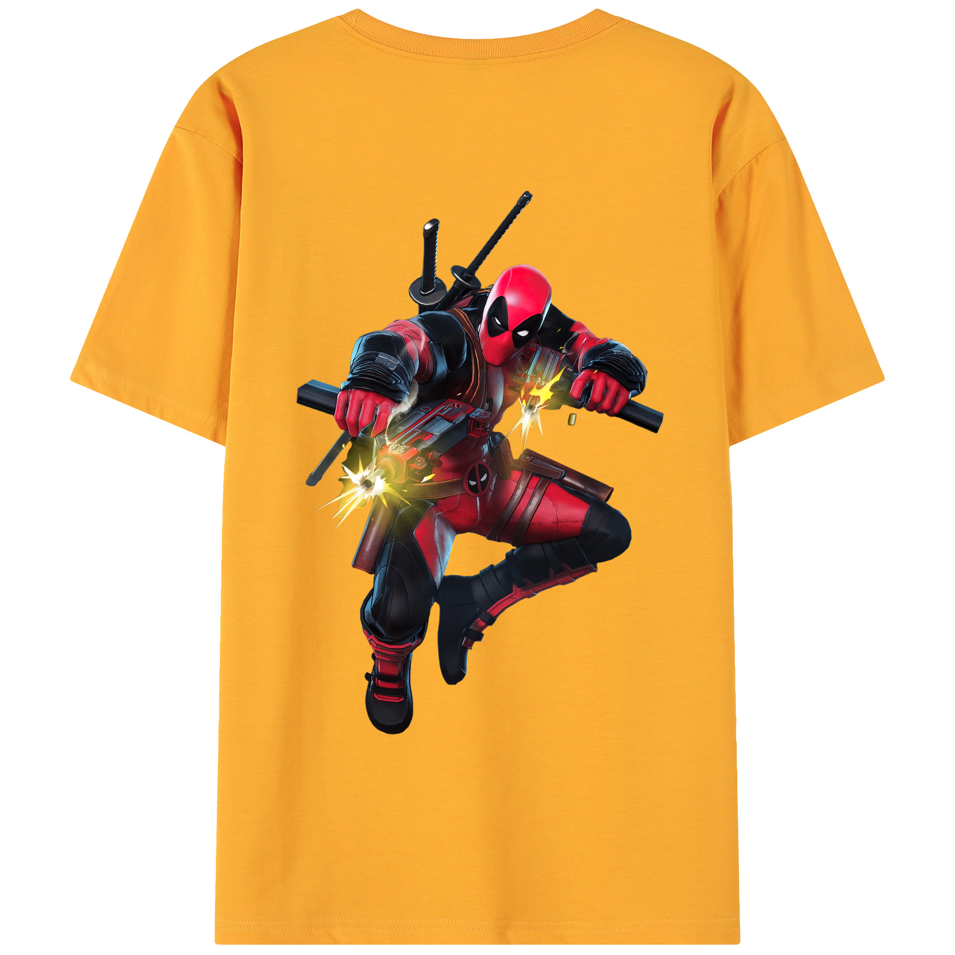 （画像用） Deadpool デッドプール 綿100％ メンズ半袖Tシャツ（バックプリント） 通気性