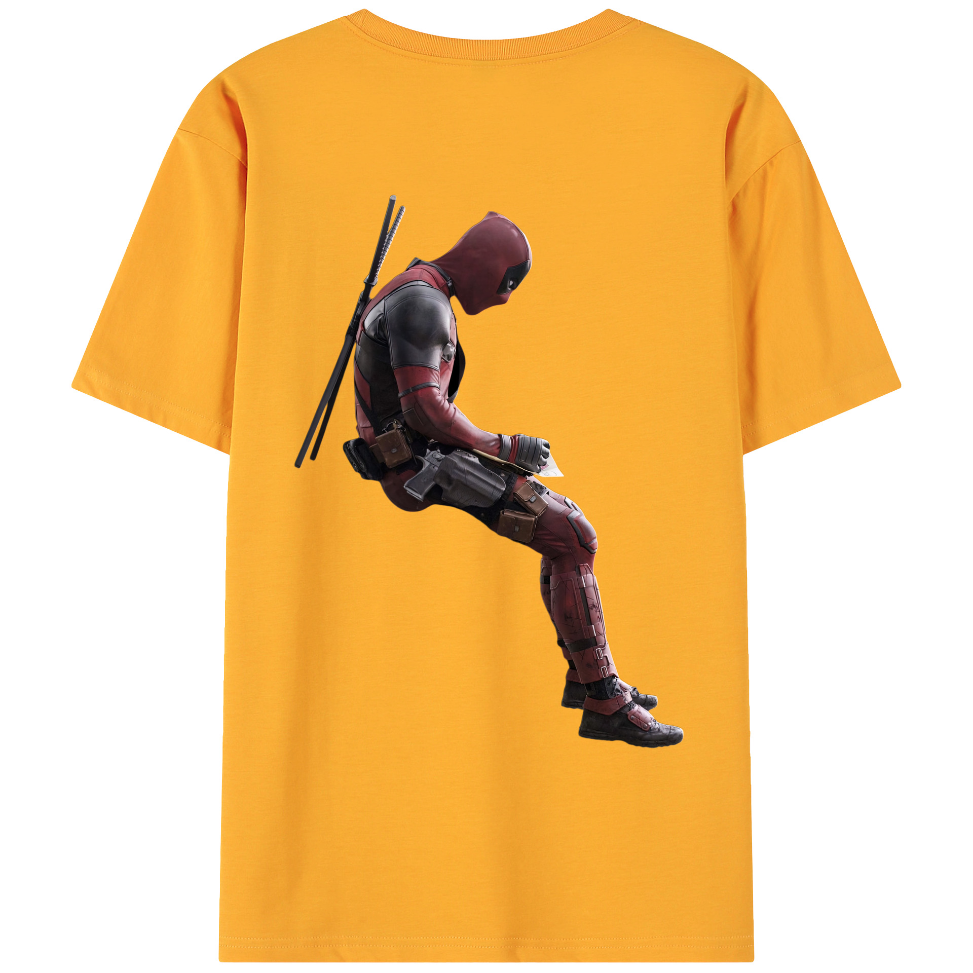 （画像用） Deadpool デッドプール 綿100％ メンズ半袖Tシャツ（バックプリント） 通気性