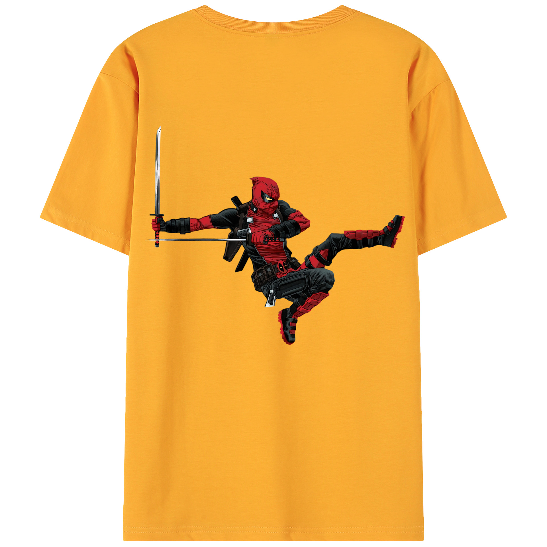 （画像用） Deadpool デッドプール 綿100％ メンズ半袖Tシャツ（バックプリント） 通気性