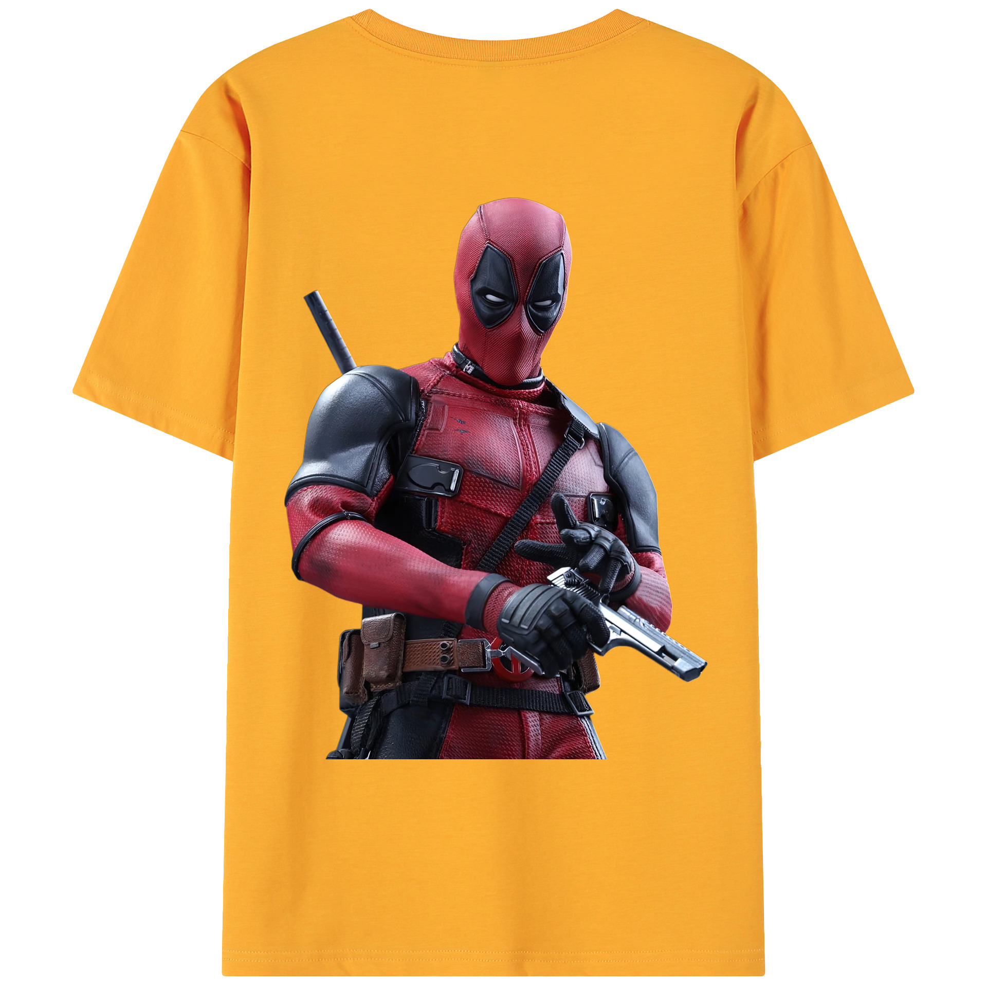（画像用） Deadpool デッドプール 綿100％ メンズ半袖Tシャツ（バックプリント） 通気性