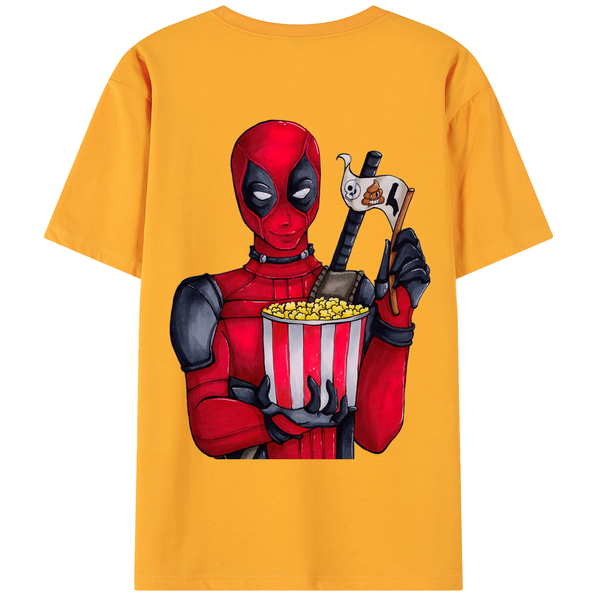 （画像用） Deadpool デッドプール 綿100％ メンズ半袖Tシャツ（バックプリント） 通気性