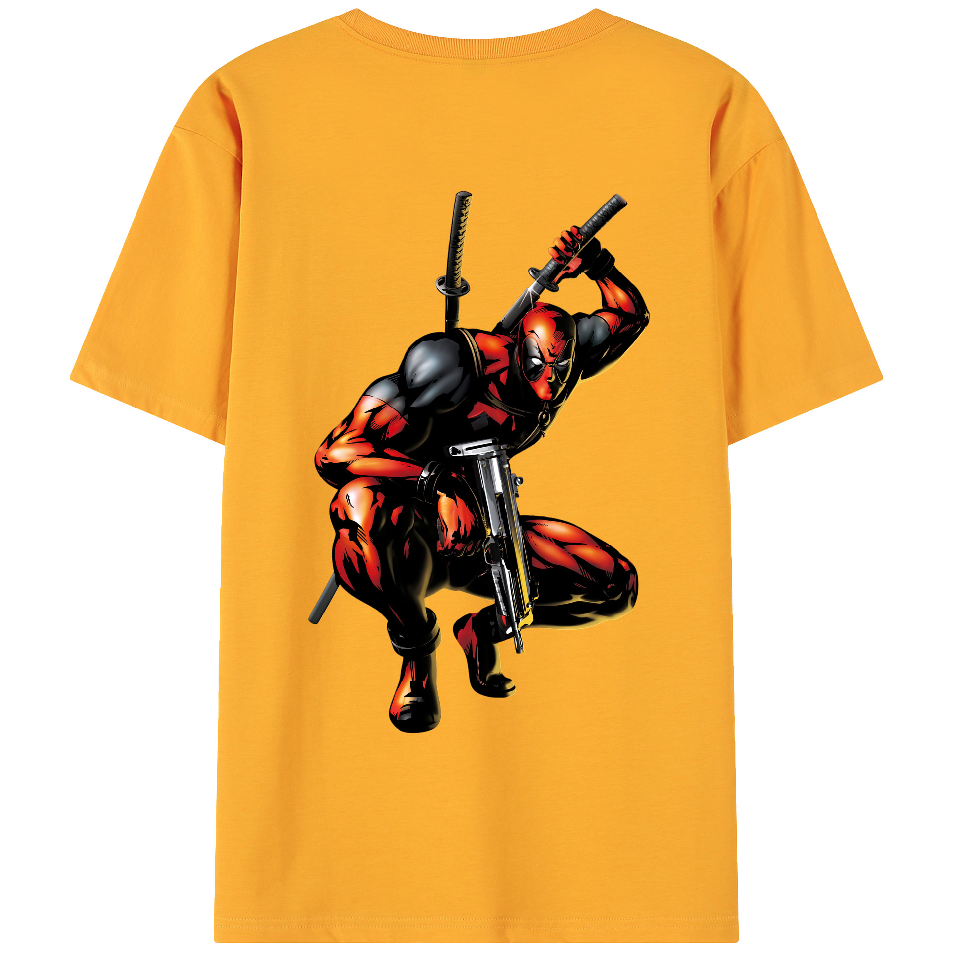 （画像用） Deadpool デッドプール 綿100％ メンズ半袖Tシャツ（バックプリント） 通気性
