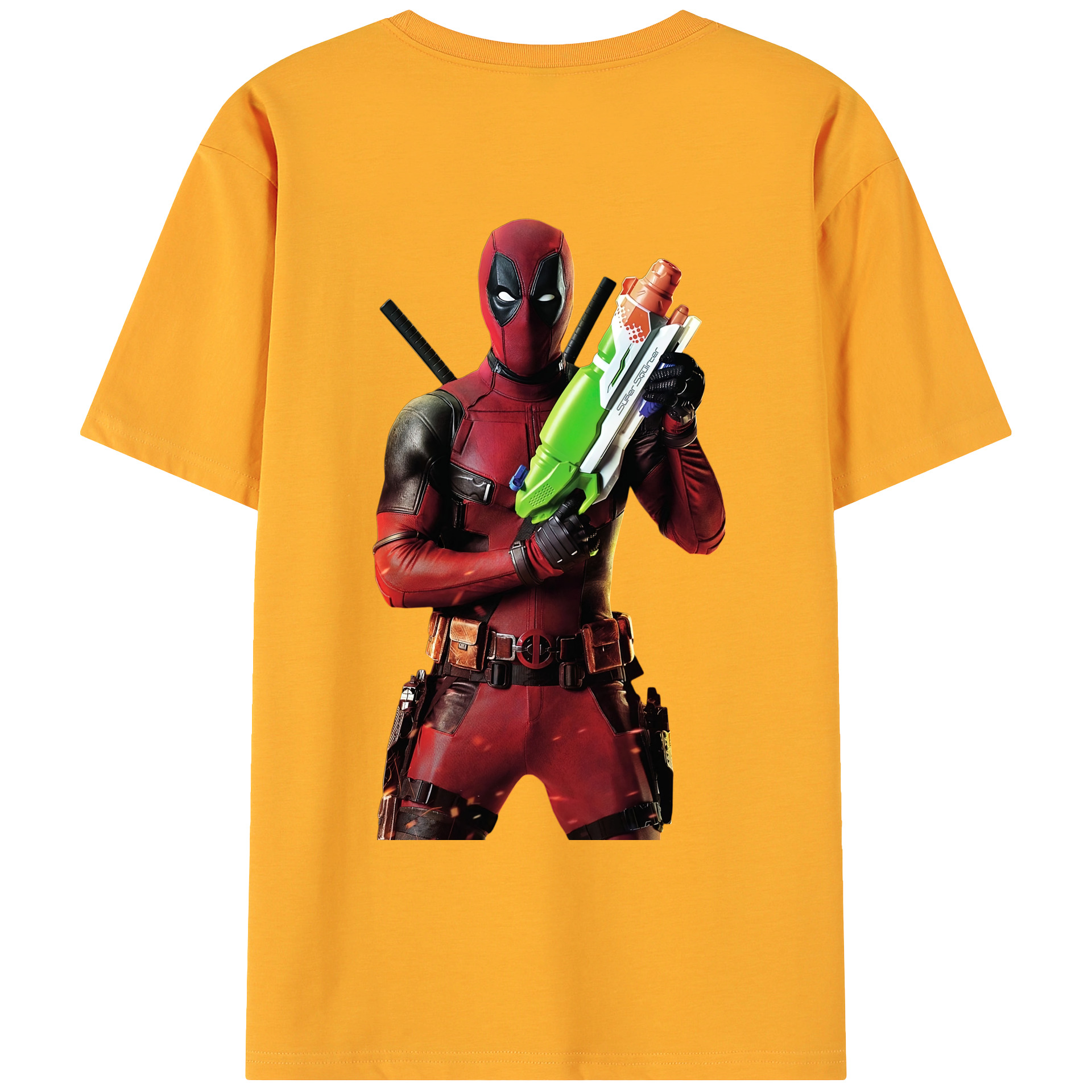（画像用） Deadpool デッドプール 綿100％ メンズ半袖Tシャツ（バックプリント） 通気性