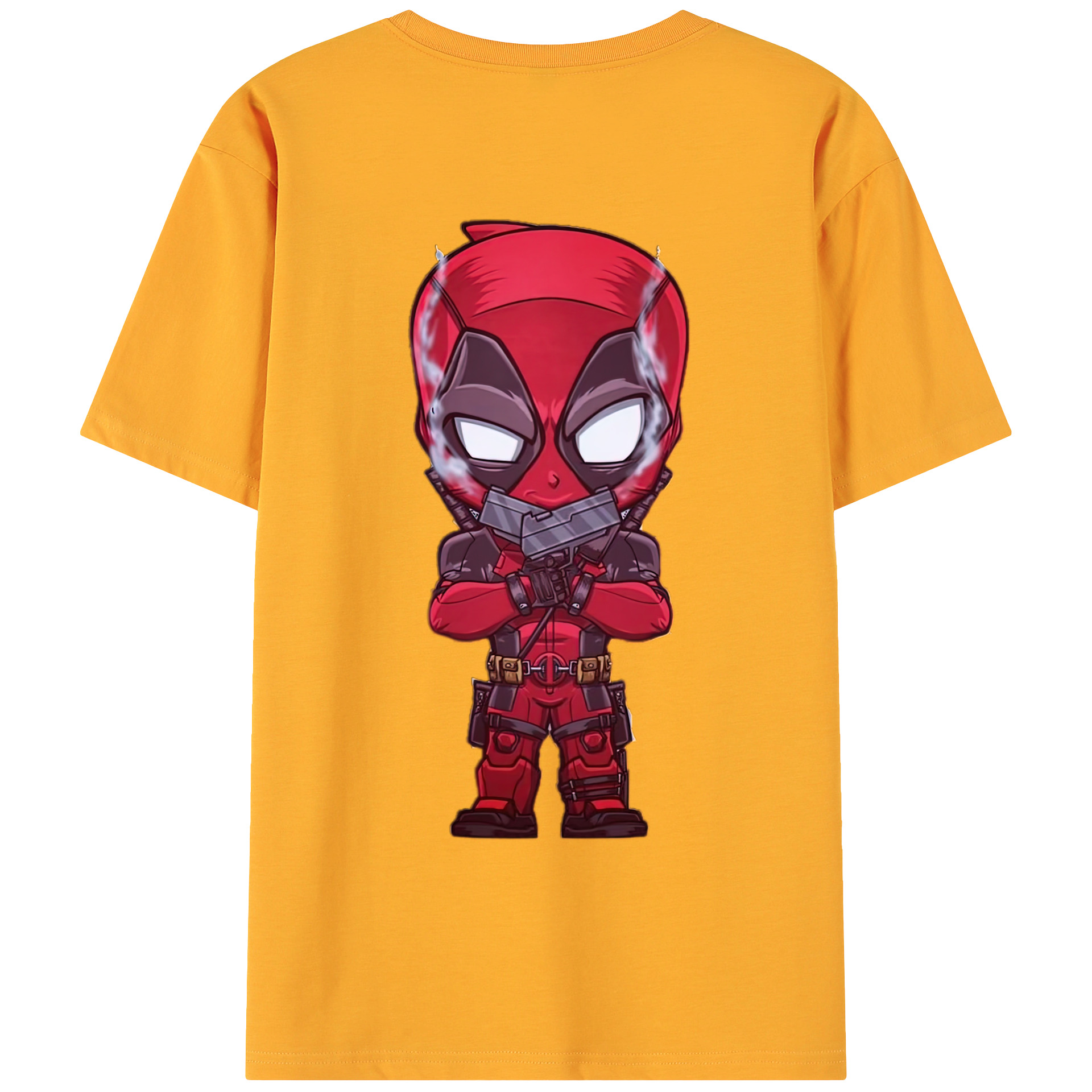 （画像用） Deadpool デッドプール 綿100％ メンズ半袖Tシャツ（バックプリント） 通気性