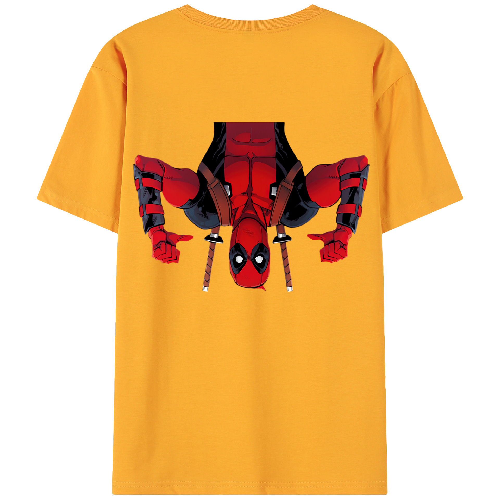 （画像用） Deadpool デッドプール 綿100％ メンズ半袖Tシャツ（バックプリント） 通気性