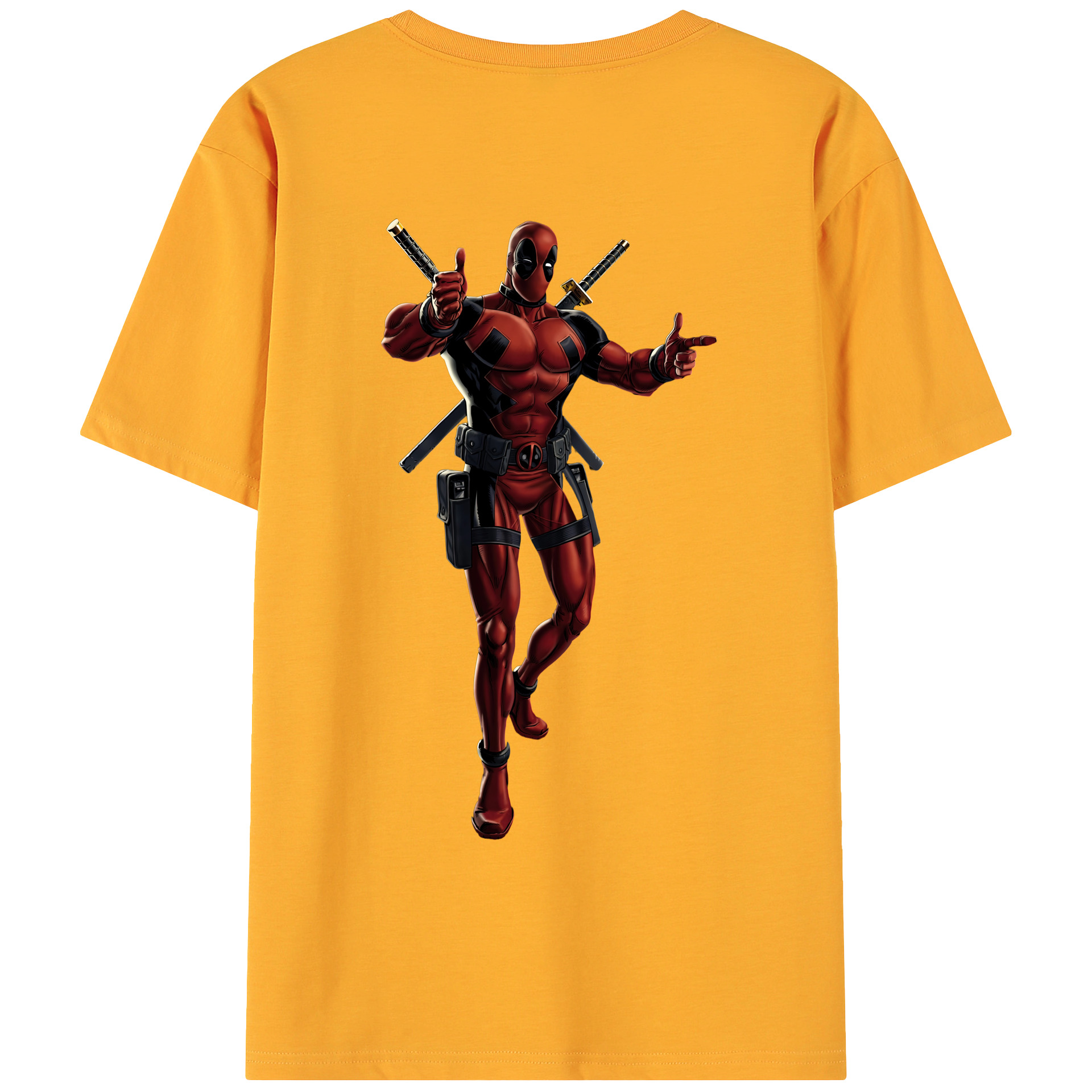 （画像用） Deadpool デッドプール 綿100％ メンズ半袖Tシャツ（バックプリント） 通気性