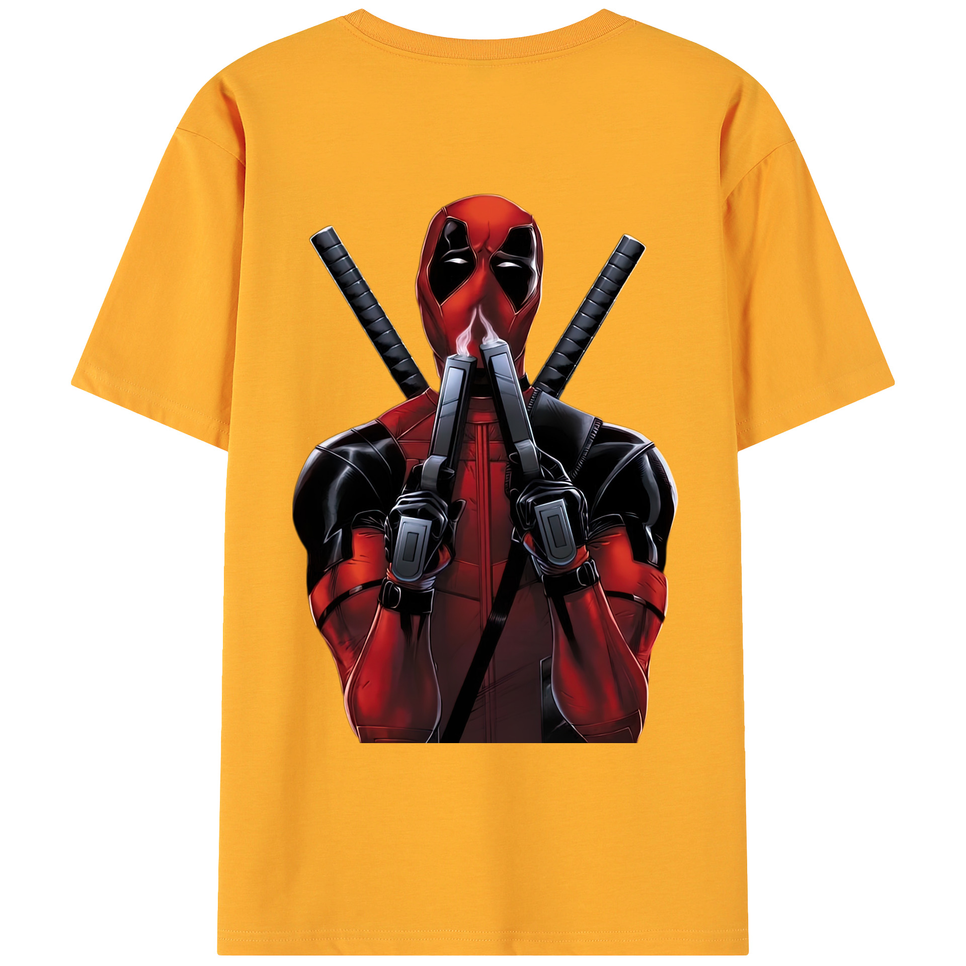 （画像用） Deadpool デッドプール 綿100％ メンズ半袖Tシャツ（バックプリント） 通気性