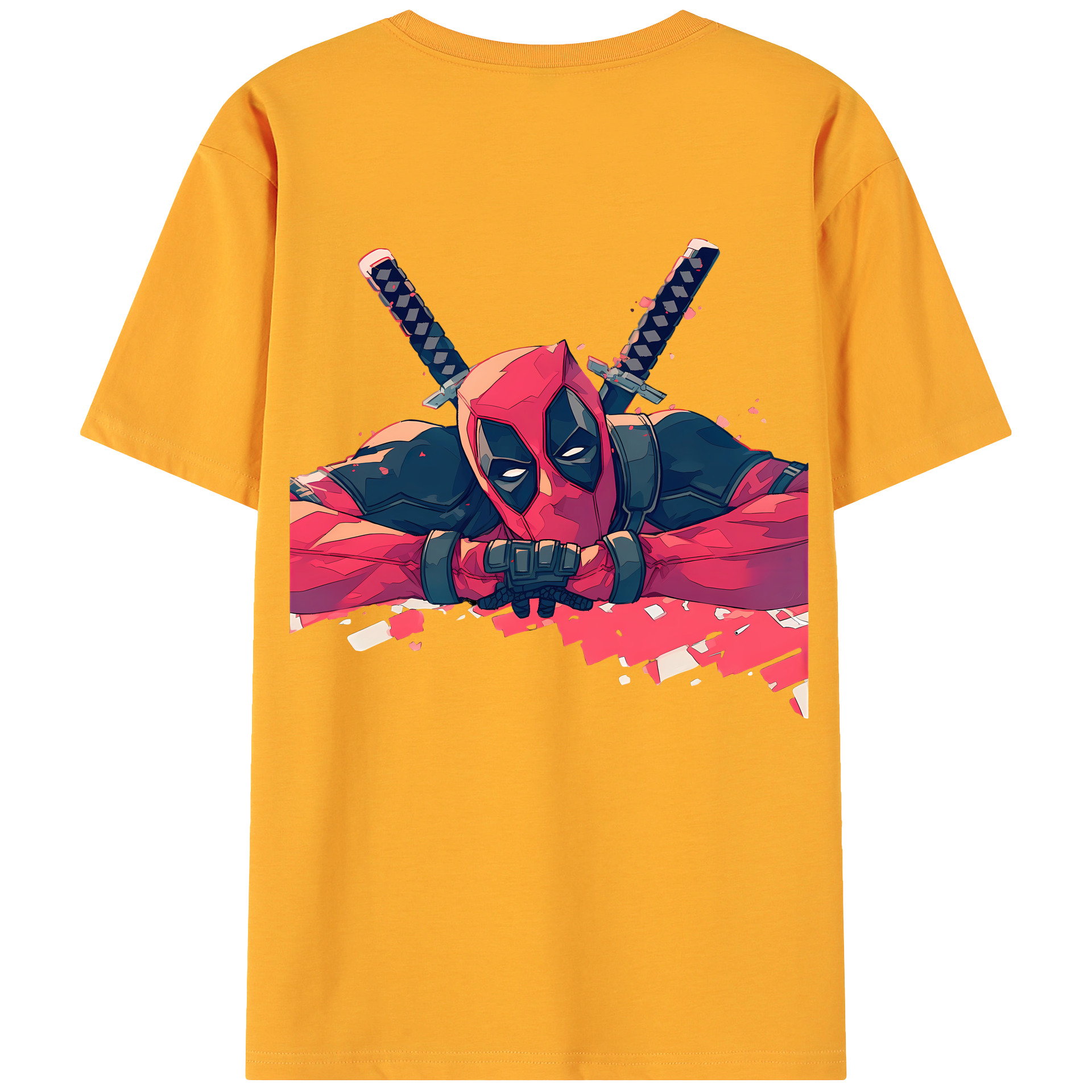 （画像用） Deadpool デッドプール 綿100％ メンズ半袖Tシャツ（バックプリント） 通気性