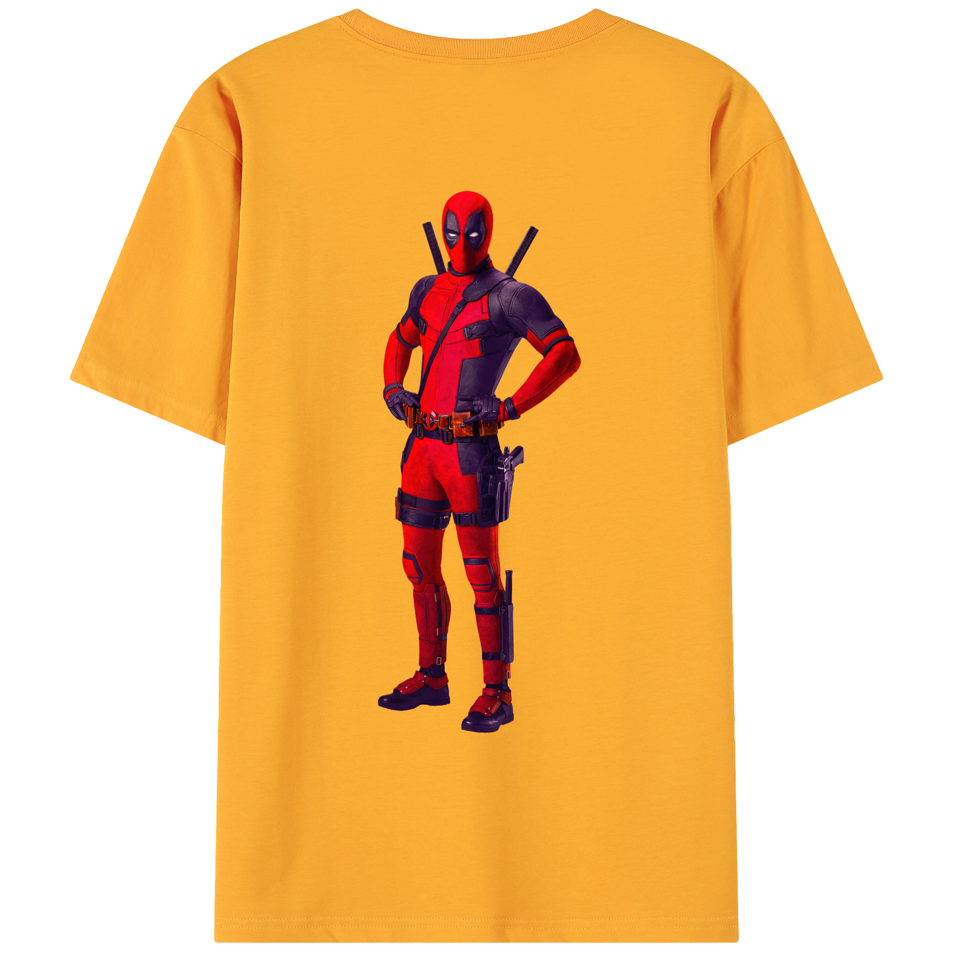 （画像用） Deadpool デッドプール 綿100％ メンズ半袖Tシャツ（バックプリント） 通気性