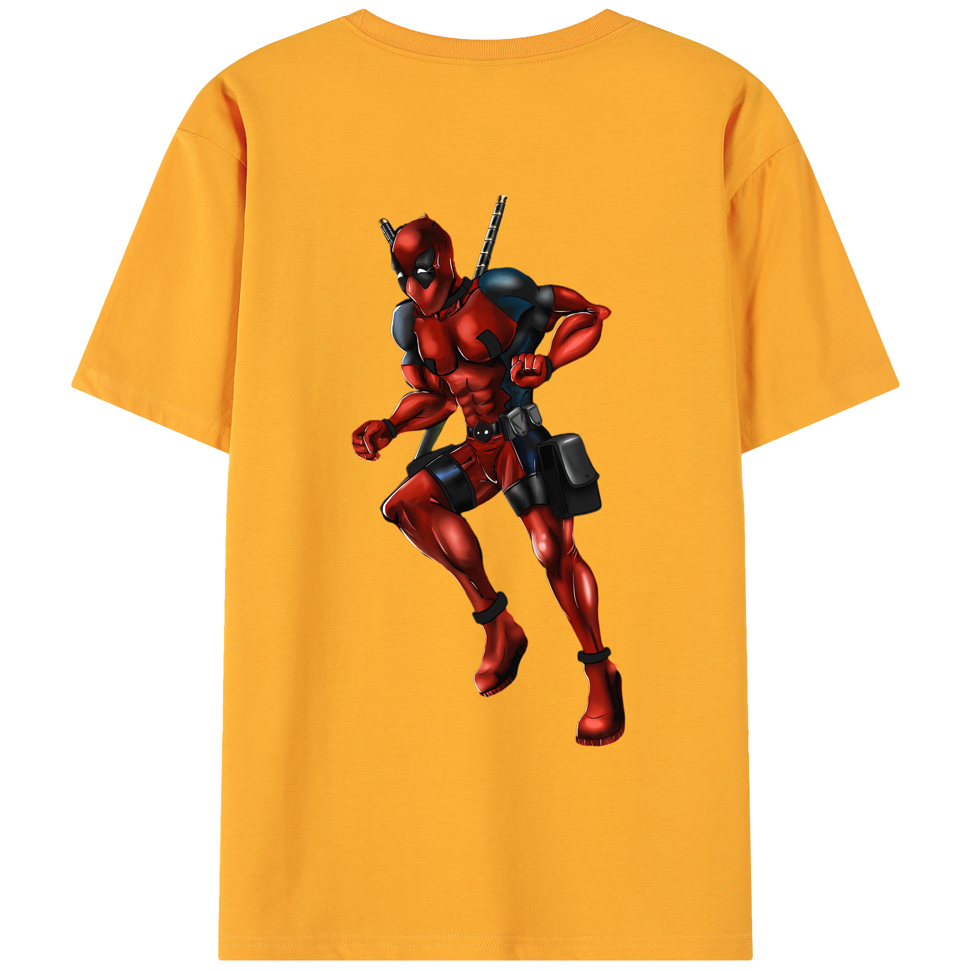 （画像用） Deadpool デッドプール 綿100％ メンズ半袖Tシャツ（バックプリント） 通気性