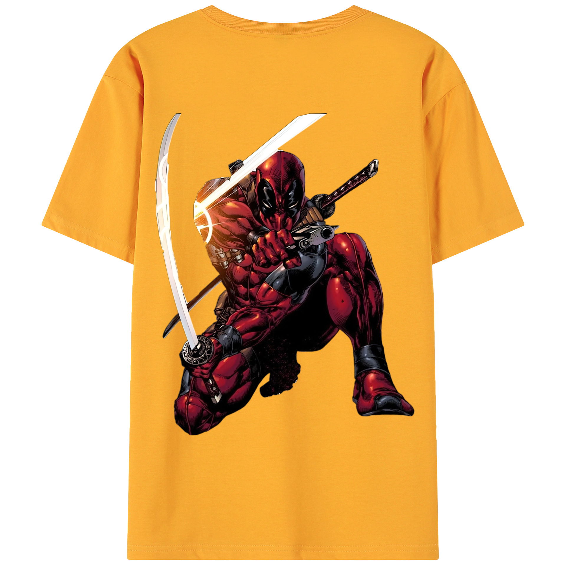 （画像用） Deadpool デッドプール 綿100％ メンズ半袖Tシャツ（バックプリント） 通気性