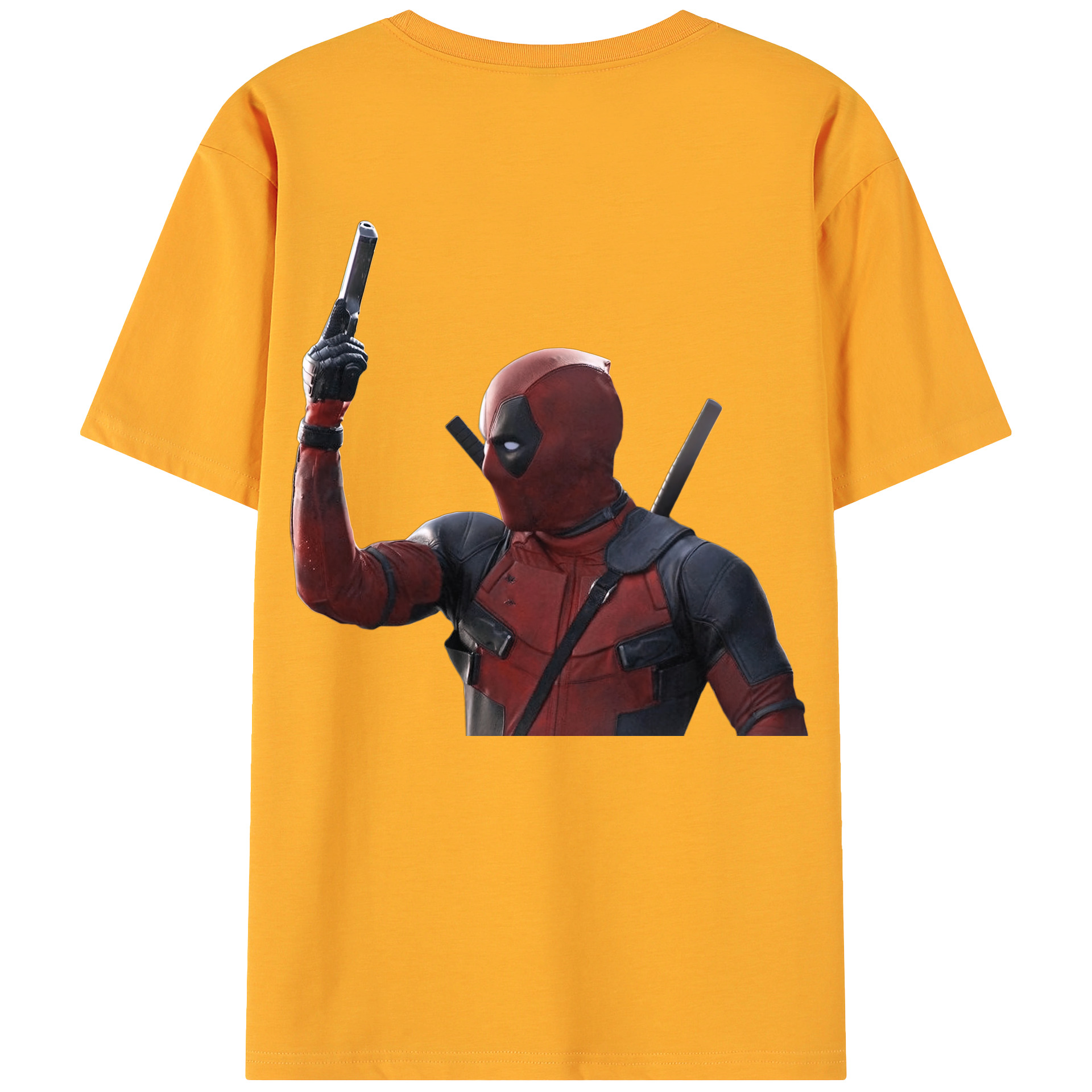 （画像用） Deadpool デッドプール 綿100％ メンズ半袖Tシャツ（バックプリント） 通気性