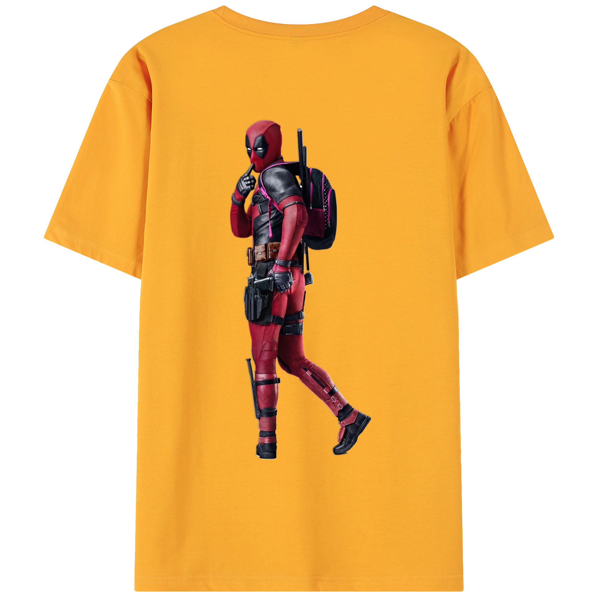 （画像用） Deadpool デッドプール 綿100％ メンズ半袖Tシャツ（バックプリント） 通気性
