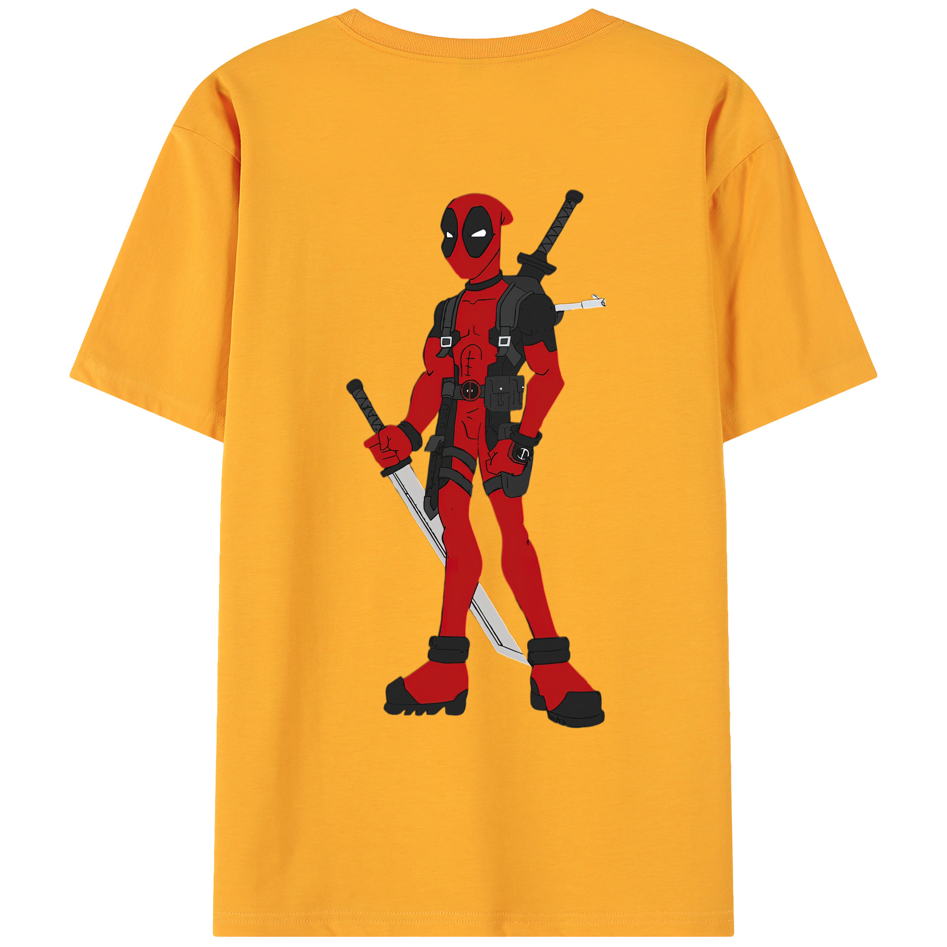 （画像用） Deadpool デッドプール 綿100％ メンズ半袖Tシャツ（バックプリント） 通気性