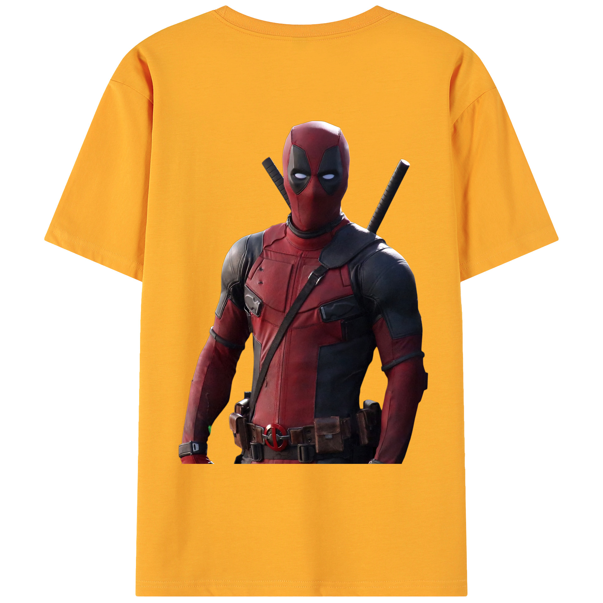 （画像用） Deadpool デッドプール 綿100％ メンズ半袖Tシャツ（バックプリント） 通気性