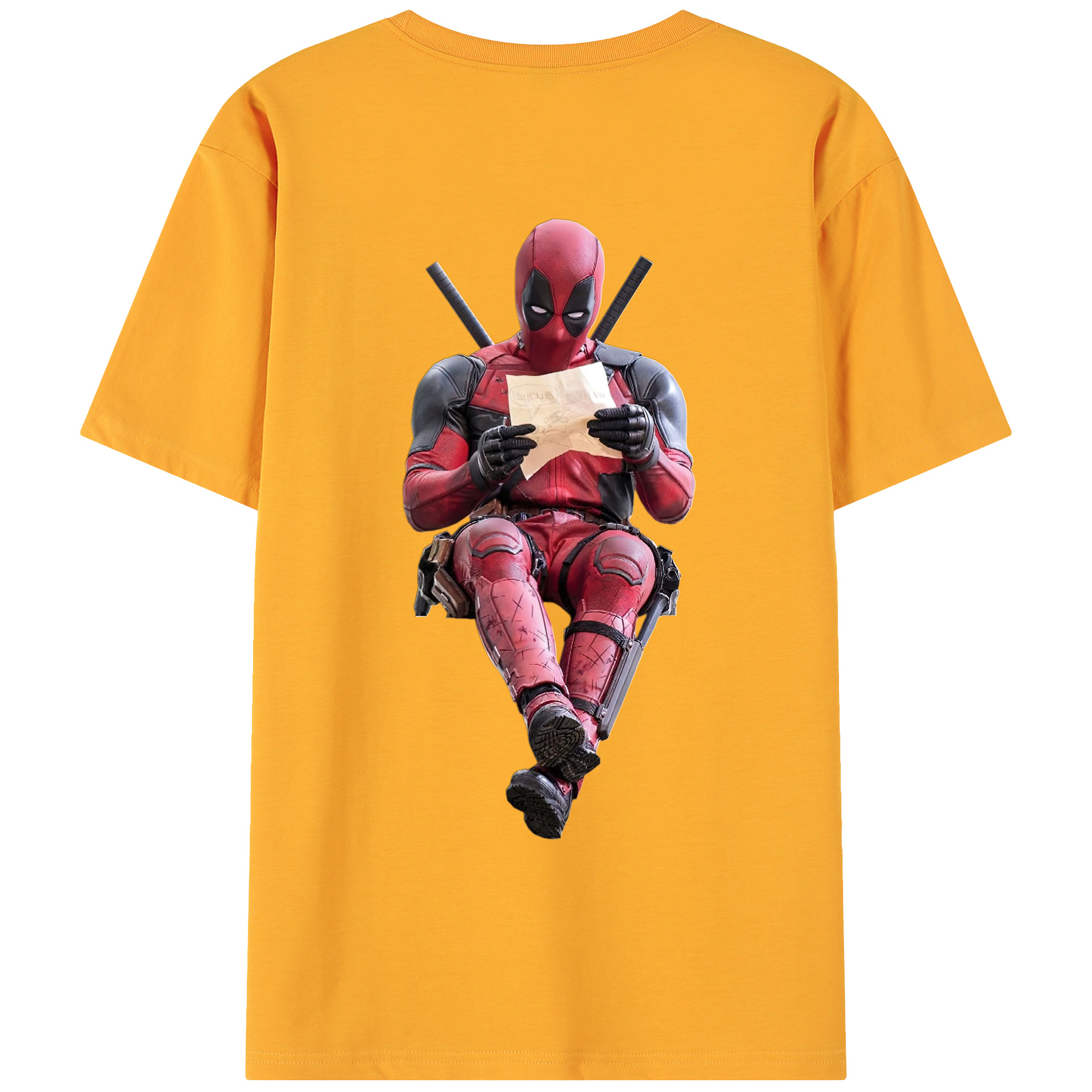 （画像用） Deadpool デッドプール 綿100％ メンズ半袖Tシャツ（バックプリント） 通気性