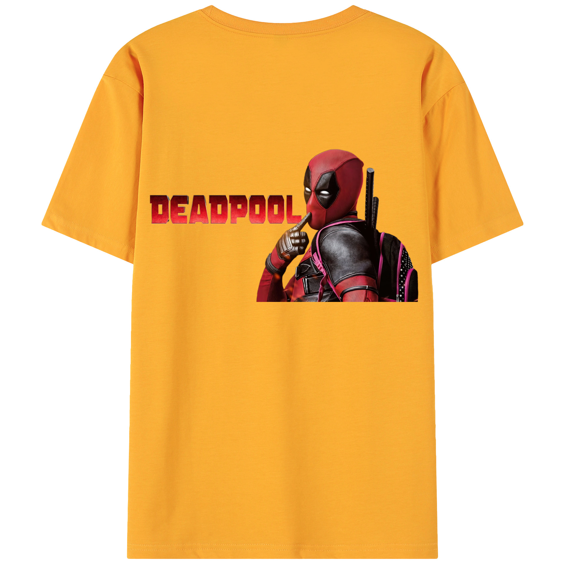 （画像用） Deadpool デッドプール 綿100％ メンズ半袖Tシャツ（バックプリント） 通気性