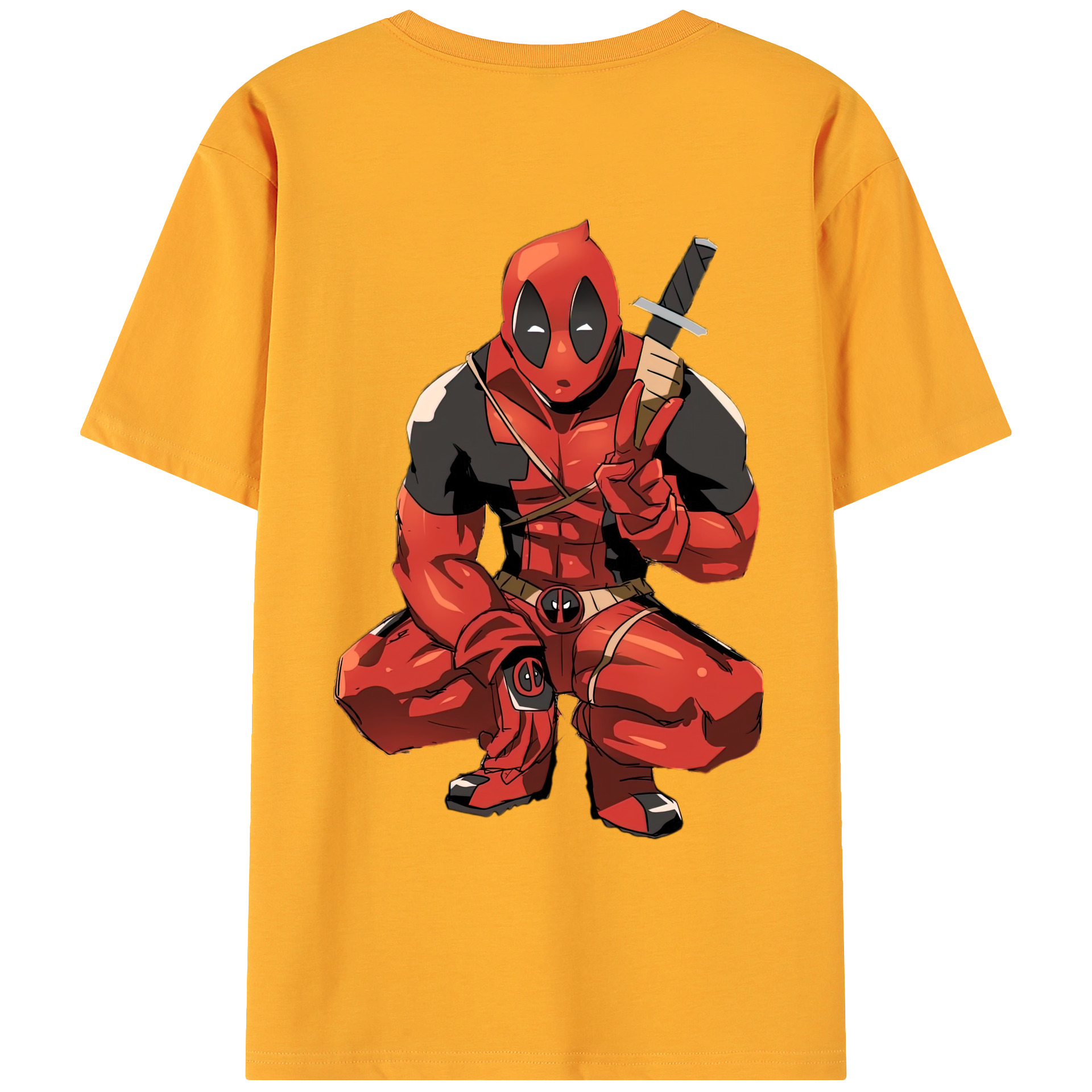 （画像用） Deadpool デッドプール 綿100％ メンズ半袖Tシャツ（バックプリント） 通気性