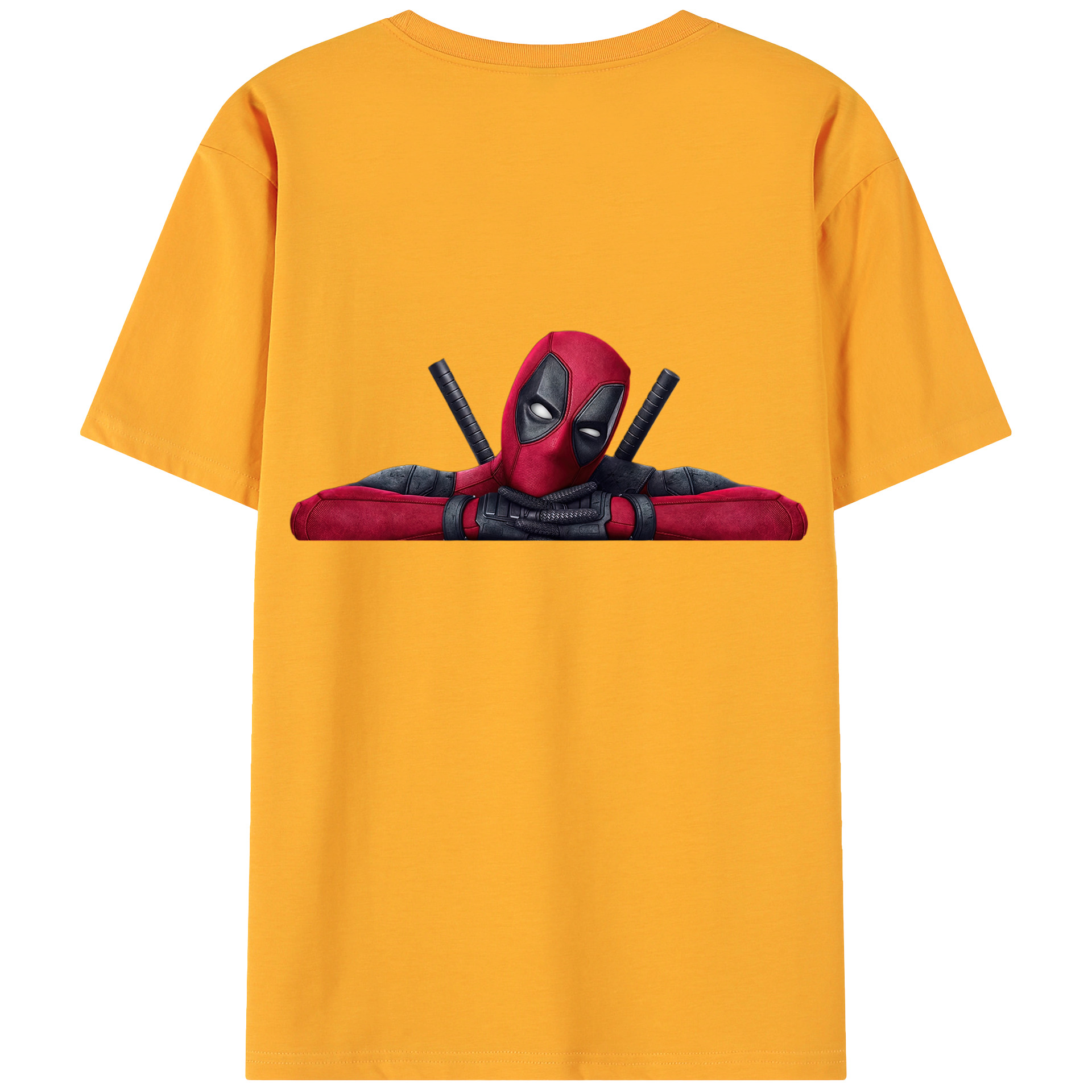 （画像用） Deadpool デッドプール 綿100％ メンズ半袖Tシャツ（バックプリント） 通気性