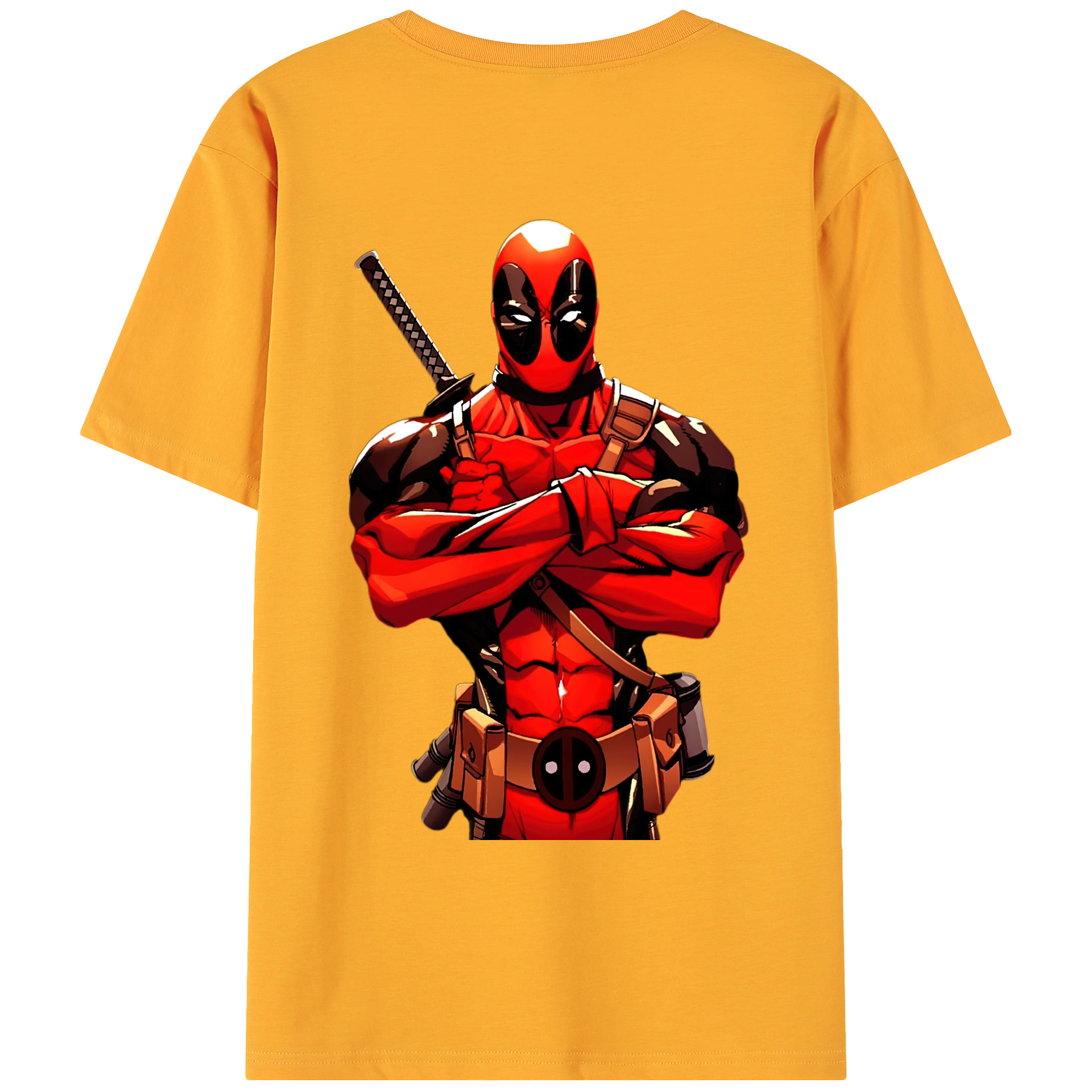（画像用） Deadpool デッドプール 綿100％ メンズ半袖Tシャツ（バックプリント） 通気性